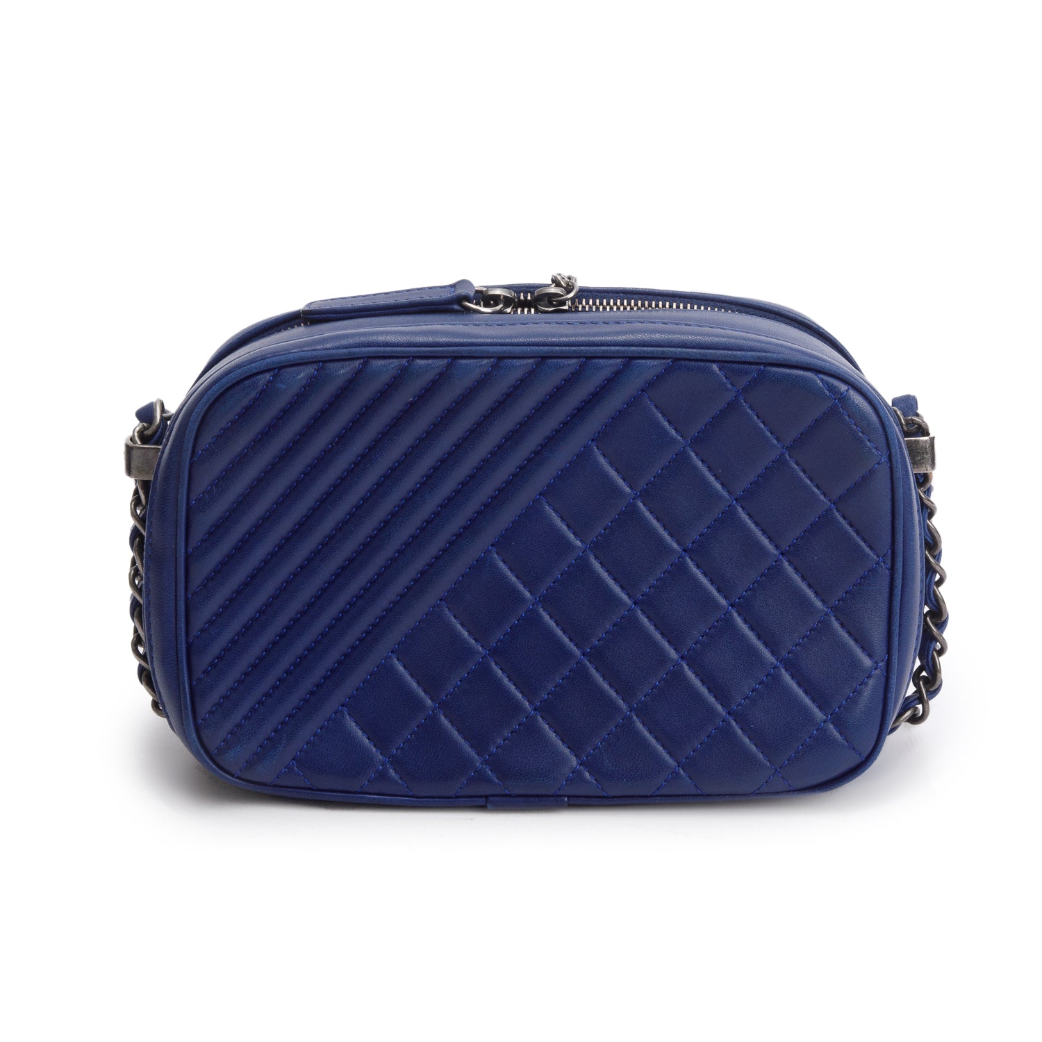 Chanel Blue Lambskin Quilted Small Coco Boy Camera Bag