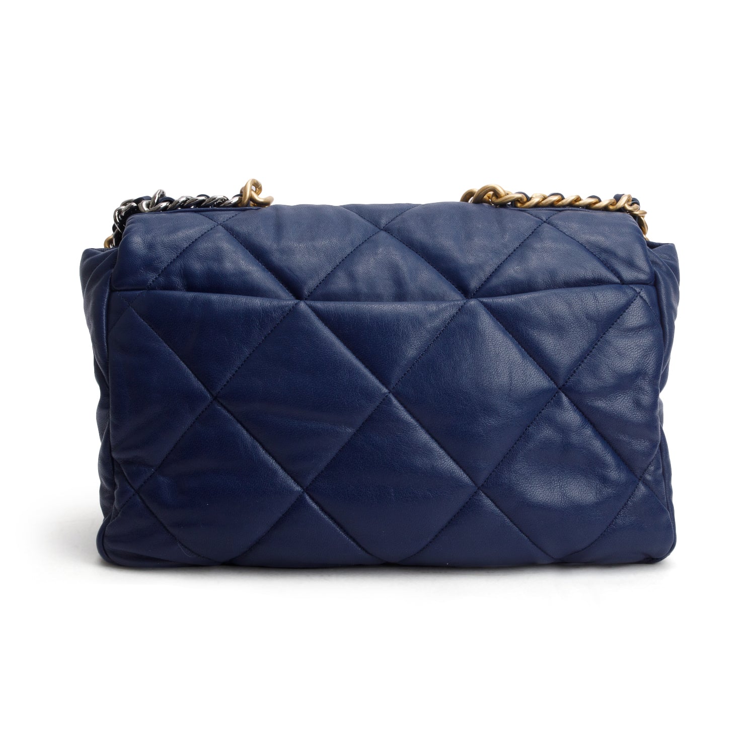 Chanel Blue Goatskin Quilted Maxi Chanel 19 Flap Bag w/ Authenticity Card & Receipt
