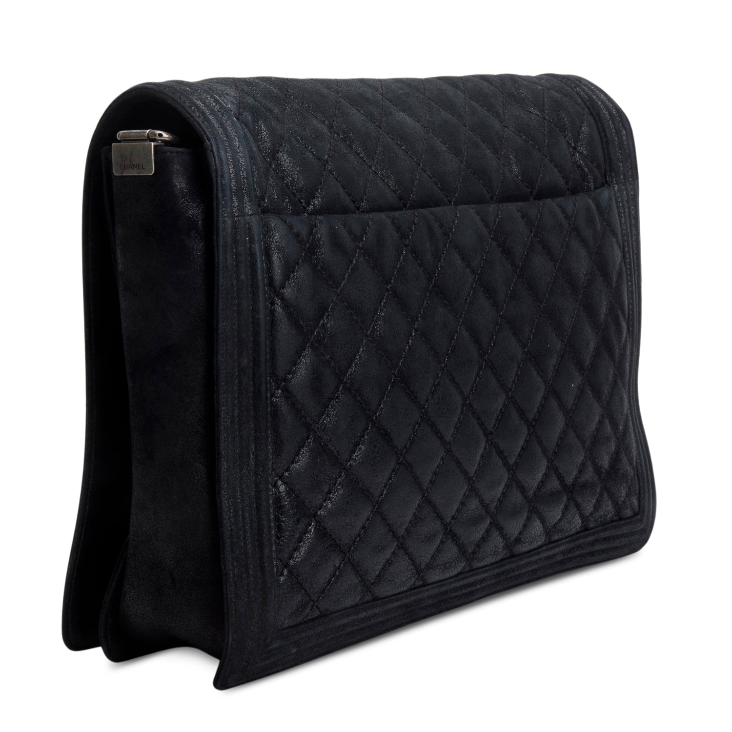 Chanel Black Nubuck Gentle XL Boy Bag