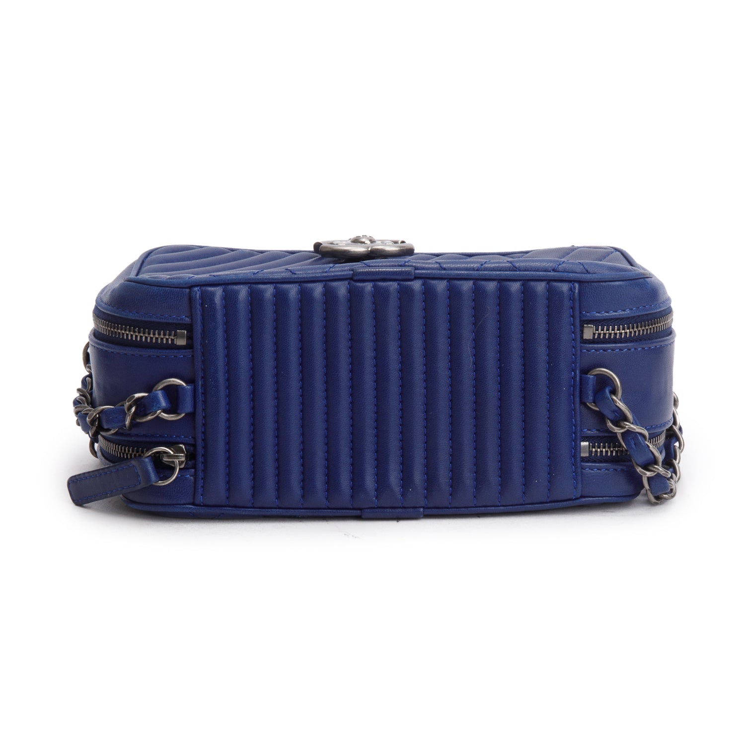 Chanel Blue Lambskin Quilted Small Coco Boy Camera Bag