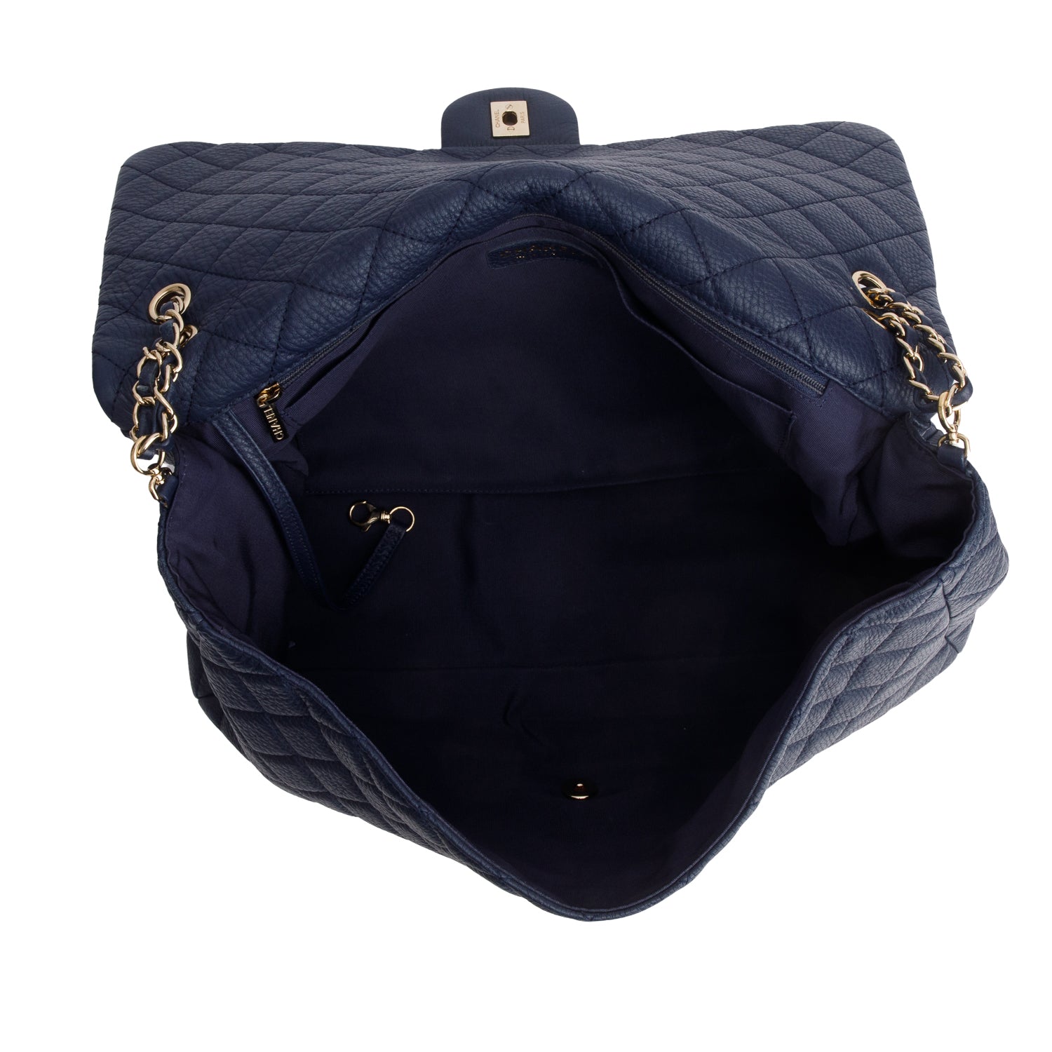 Chanel Navy Quilted Calfskin Leather Small XXL Airline Travel Flap Bag