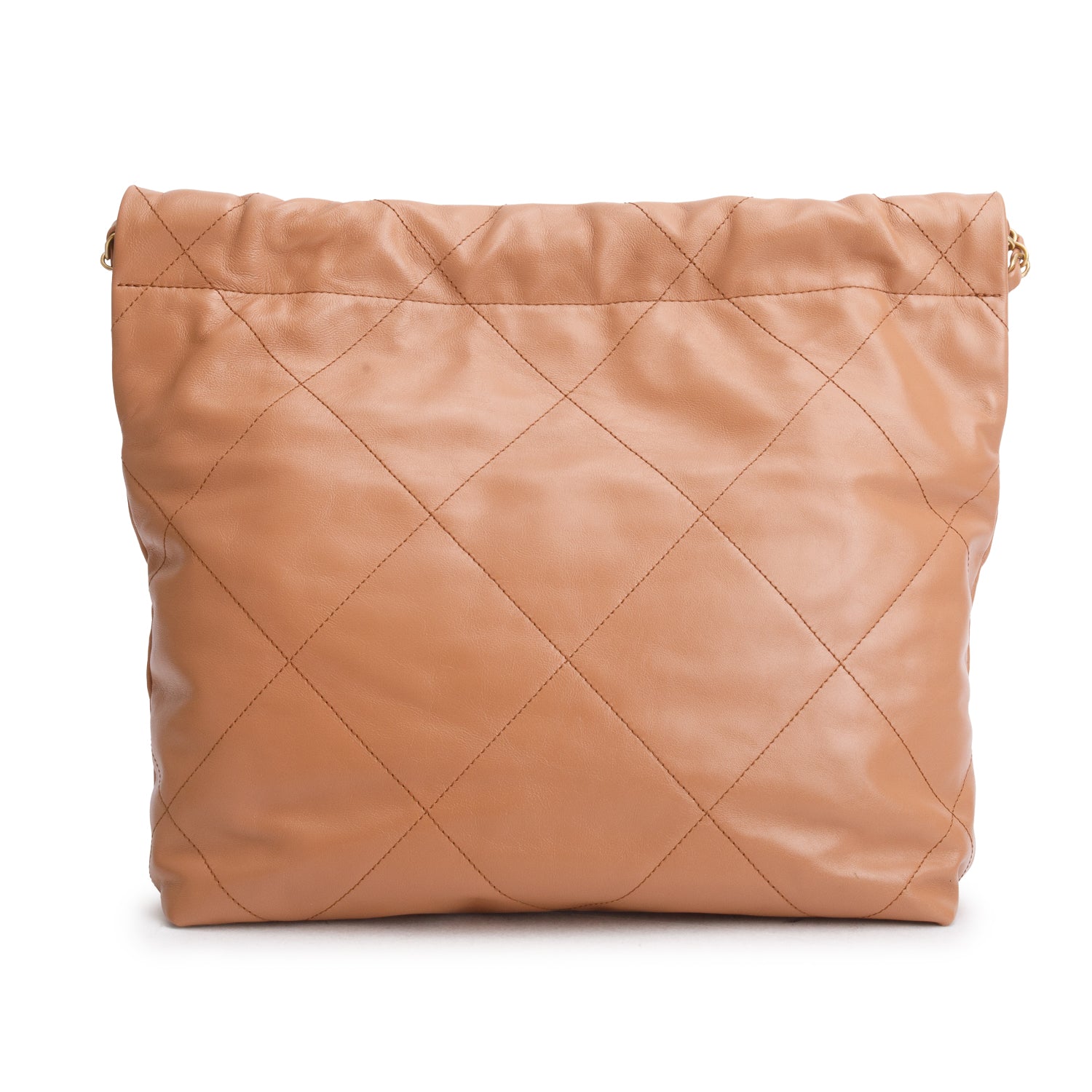 Chanel Brown Shiny Calfskin Quilted Small 22 Hobo w/ Pouch