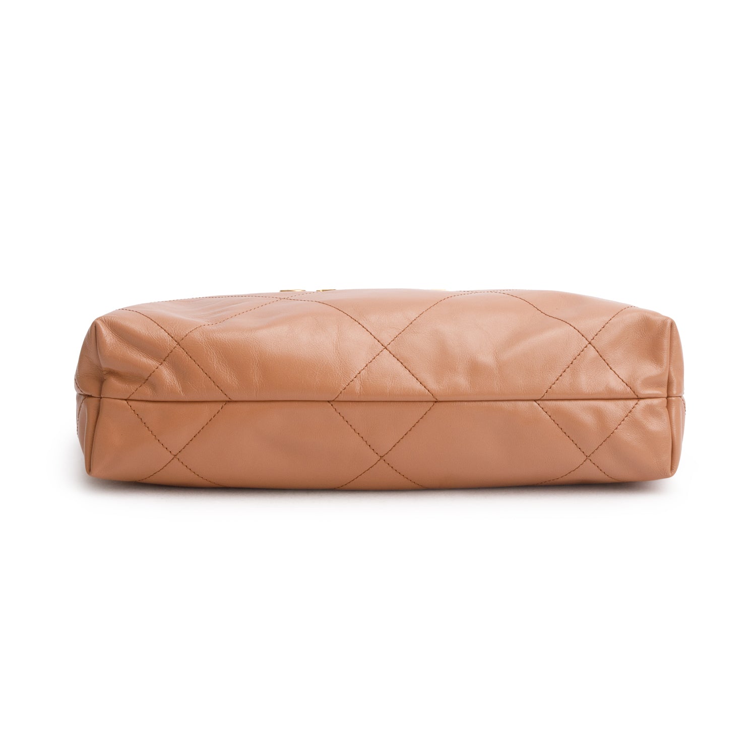 Chanel Brown Shiny Calfskin Quilted Small 22 Hobo w/ Pouch