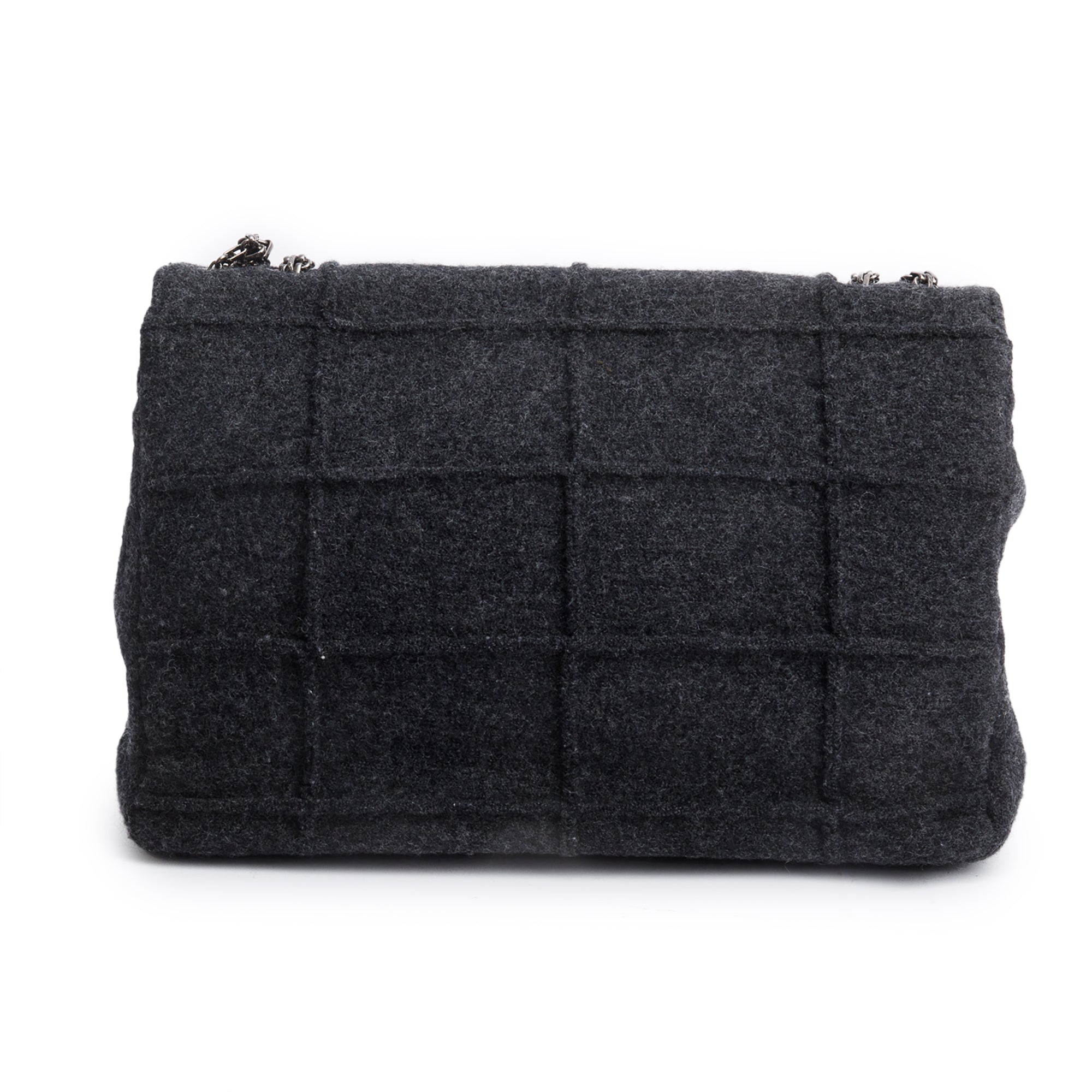 Chanel Grey Wool Identification Reissue Flap Bag w/ Authenticity Card