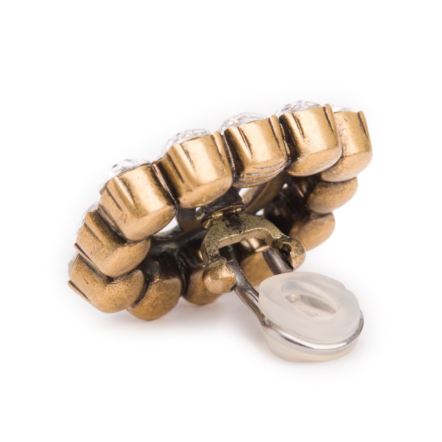 Gucci Gold Plated Crystal Double G Marmont Clip-On Earrings