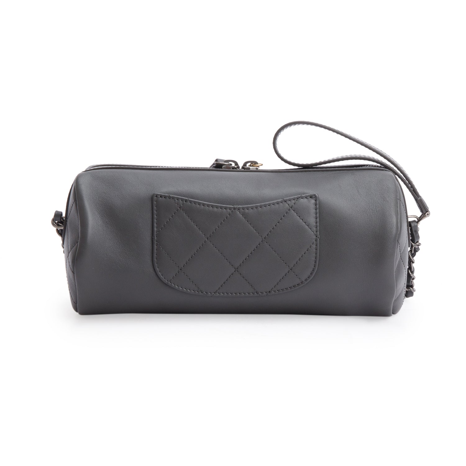 Chanel Grey Calfskin Chain 20s Signature Bowling Bag