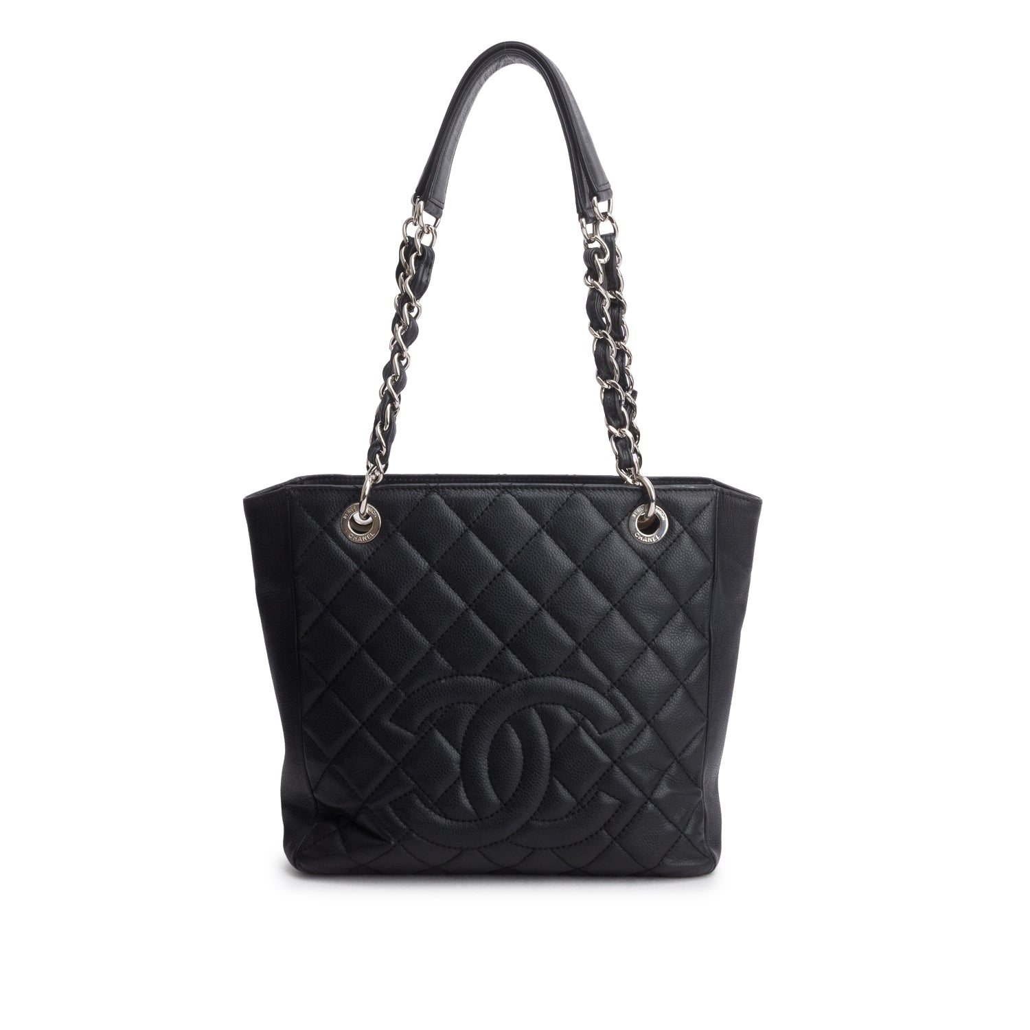 Chanel Black Caviar Quilted Petit Shopping Tote PST