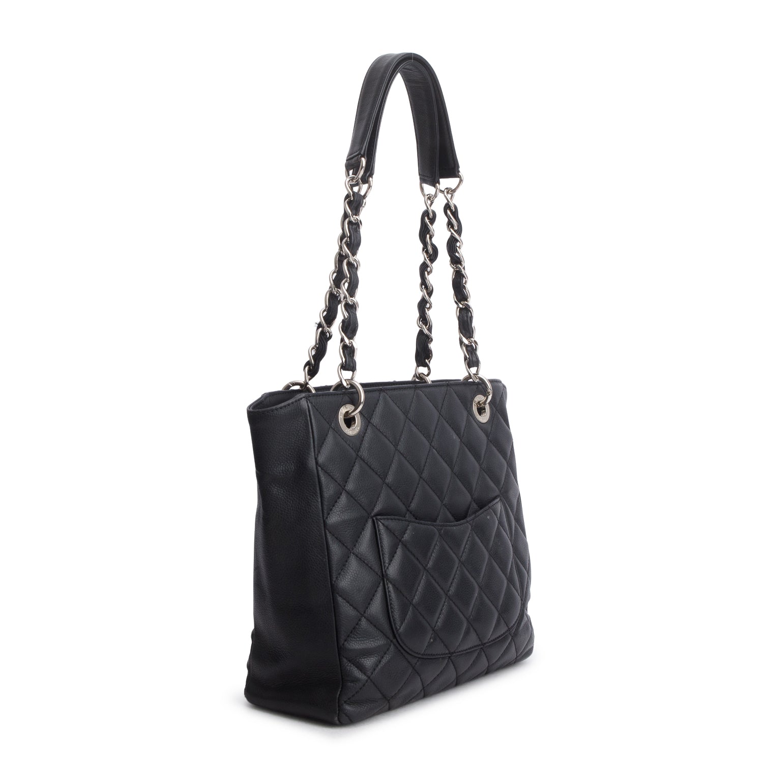 Chanel Black Caviar Quilted Petit Shopping Tote PST