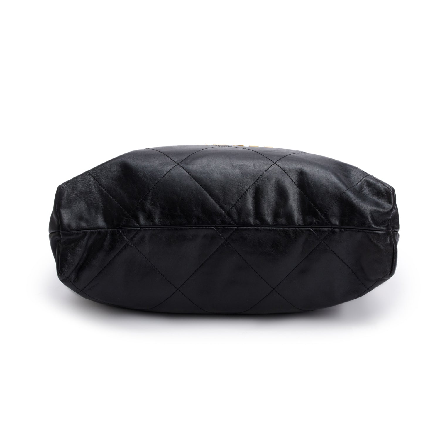 Chanel Black Shiny Calfskin Leather Chanel 22 Hobo w/ Pouch