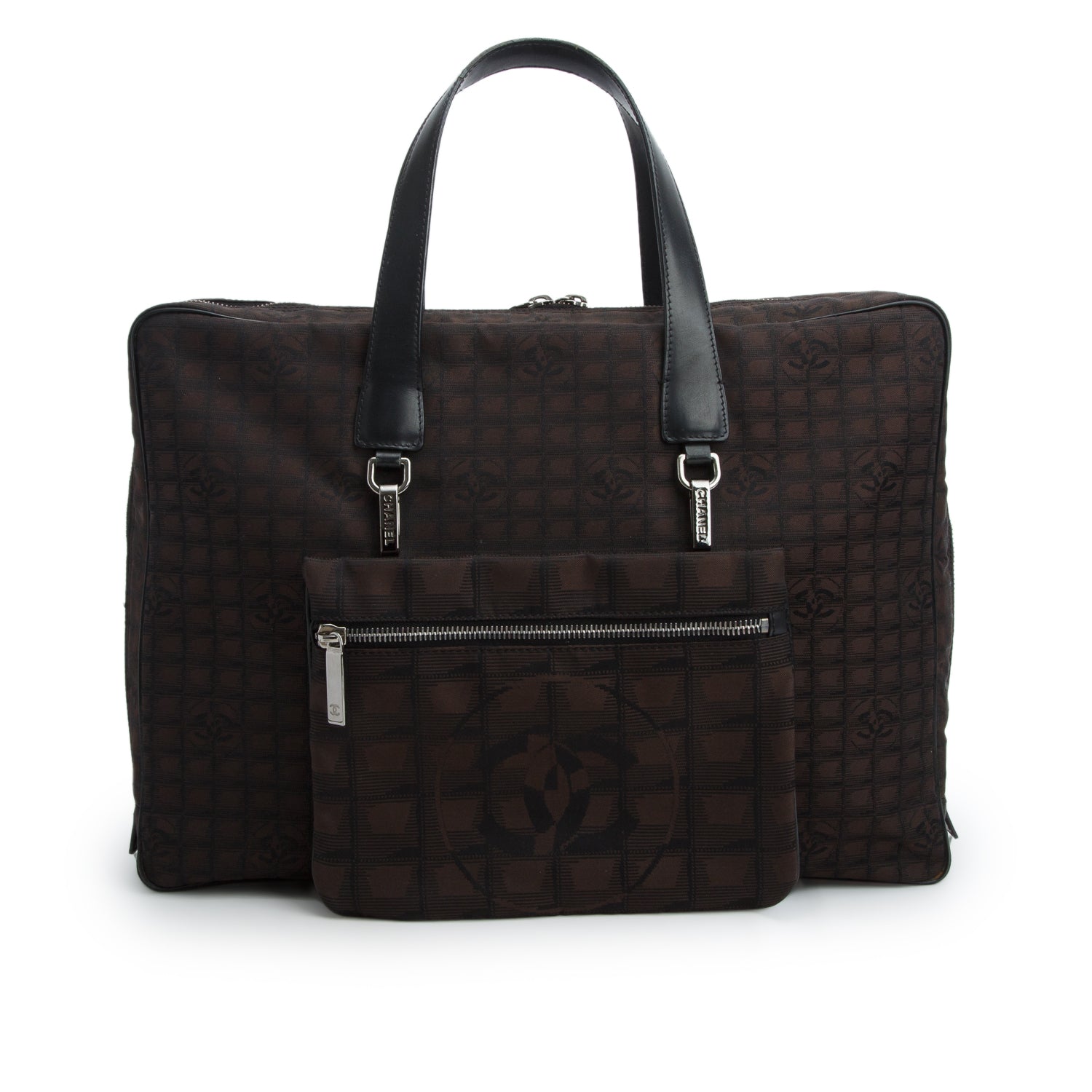 Chanel Brown Nylon Travel Ligne Tote w/ Pouch
