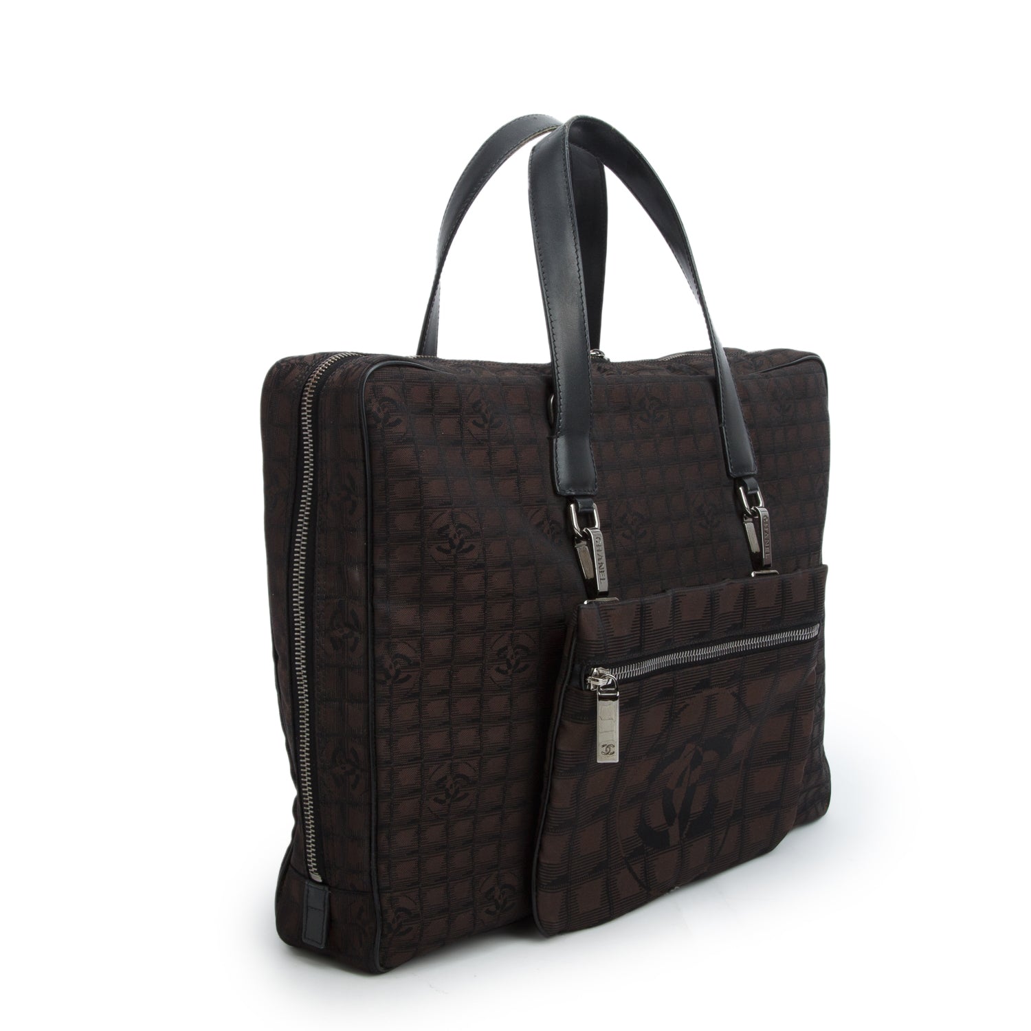 Chanel Brown Nylon Travel Ligne Tote w/ Pouch