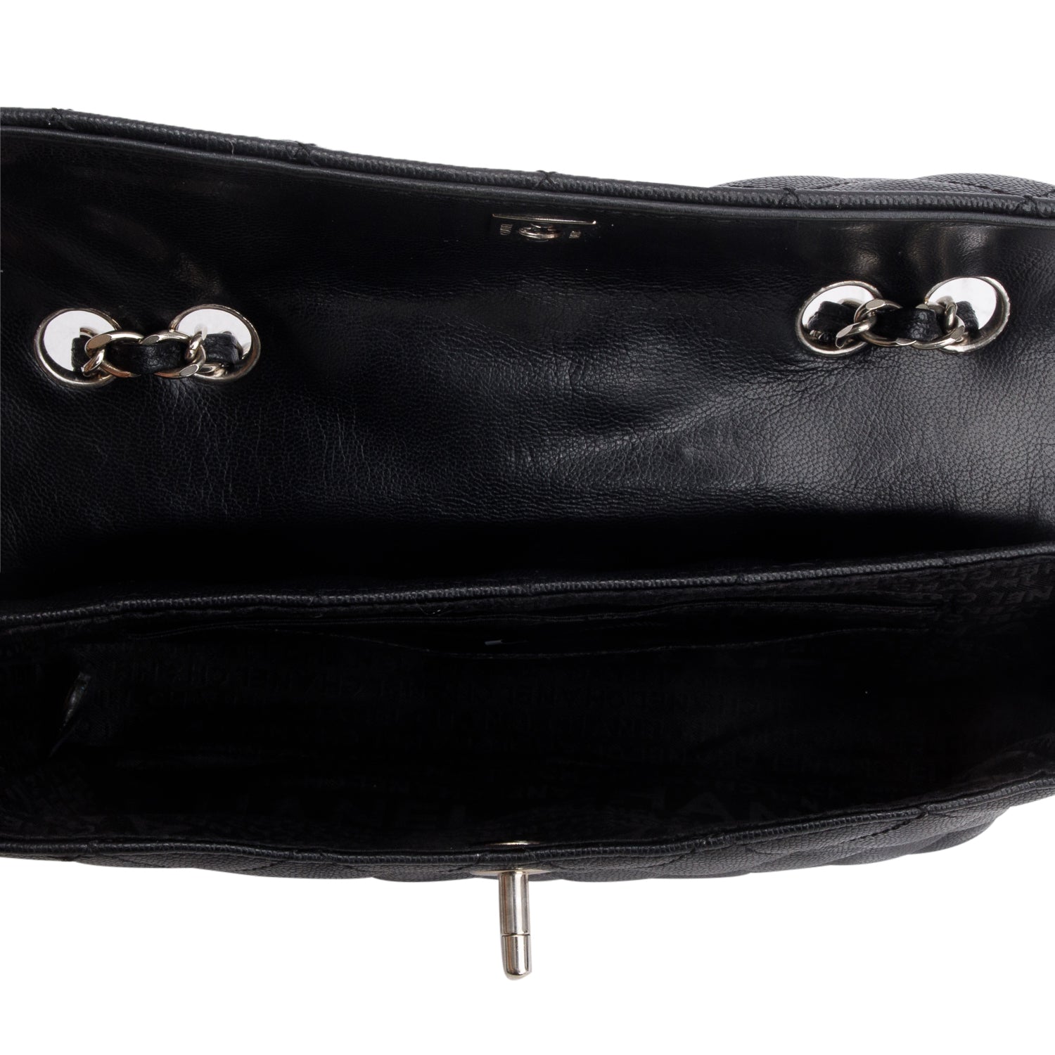 Chanel Black Caviar Quilted Leather East/West Flap Bag