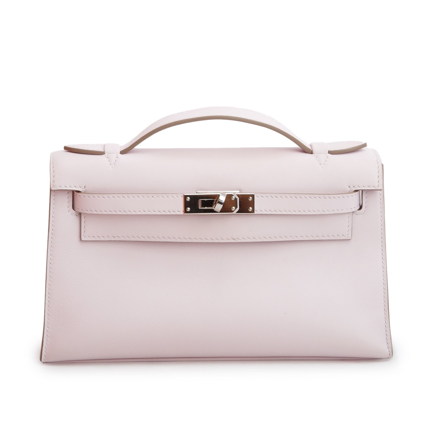 Hermes 2022 Mauve Pale Swift Leather Kelly Pochette Clutch