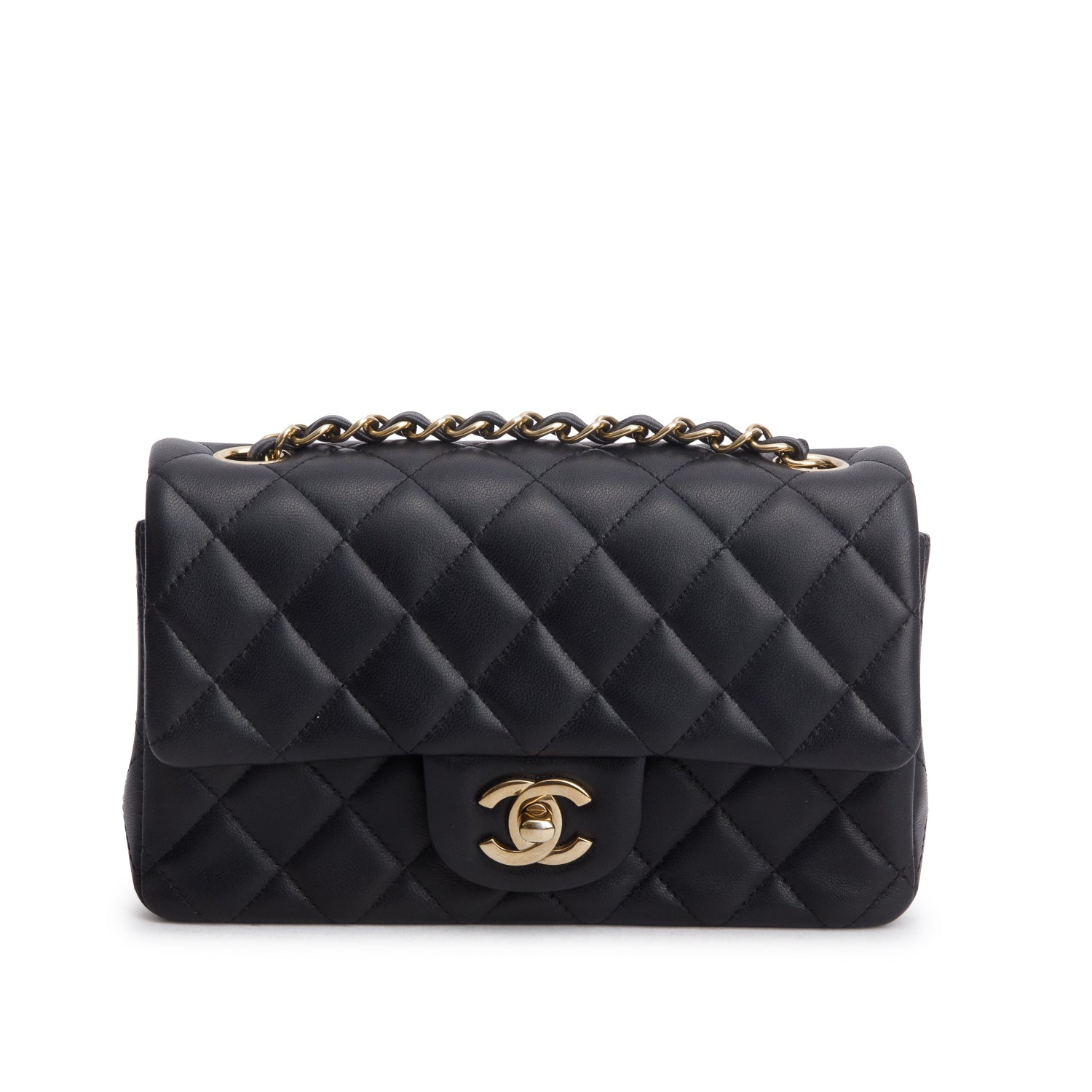 Chanel Black Lambskin Quilted Mini Rectangular Flap Bag