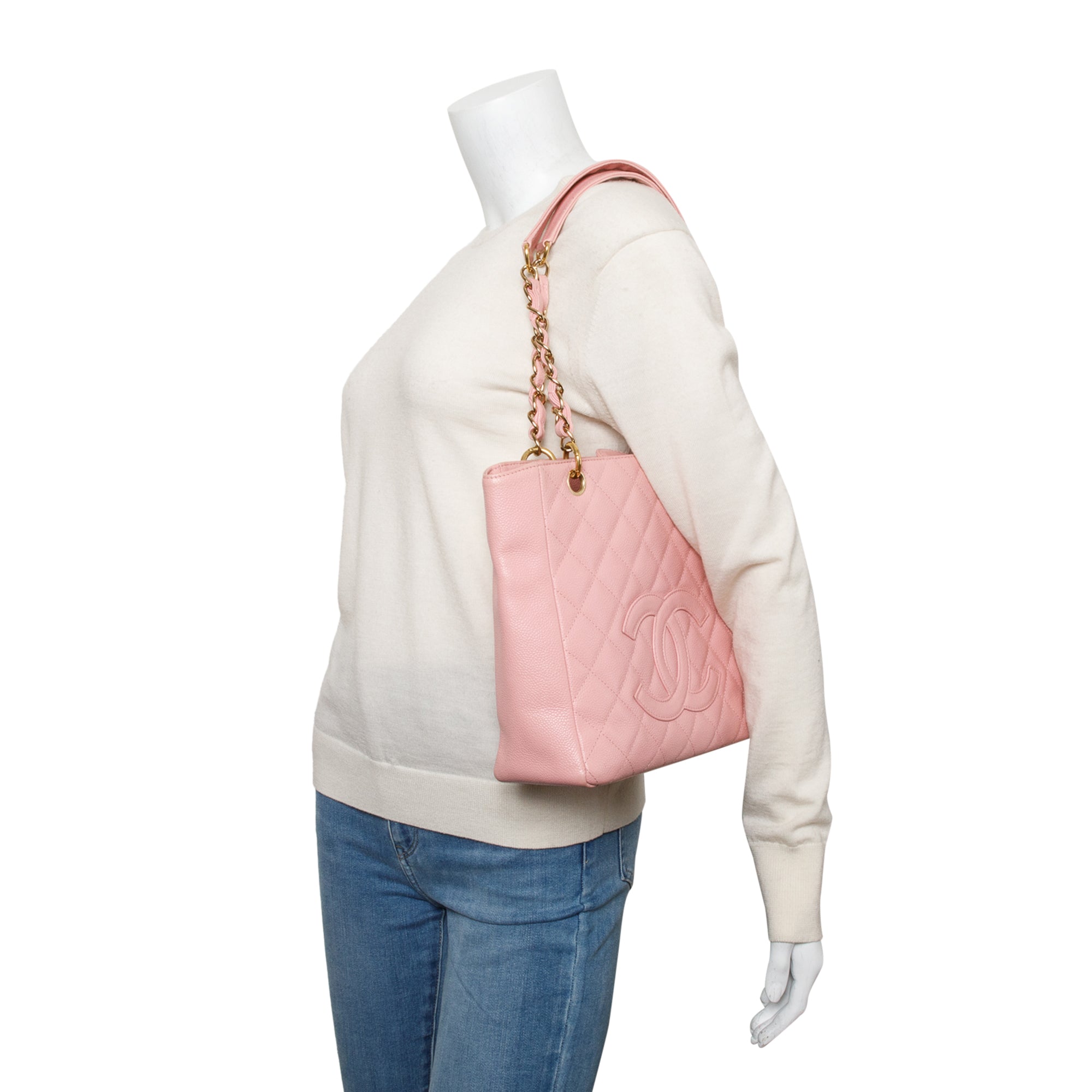 Chanel Pink Caviar Leather Petite Shopping Tote