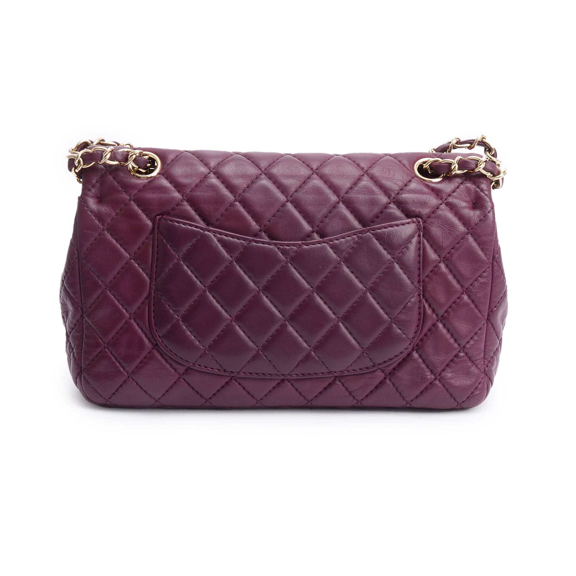 Chanel Purple Quilted Calfskin Leather Classic Medium Double Flap Bag