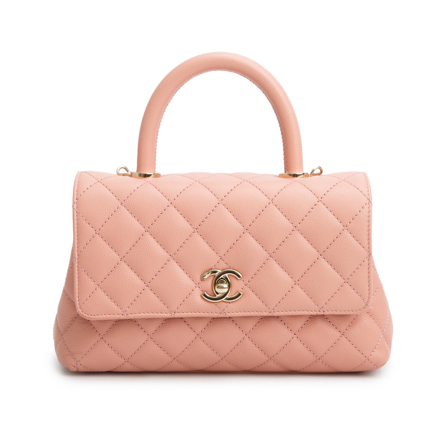Chanel Pink Caviar Quilted Mini Coco Top Handle Flap Bag