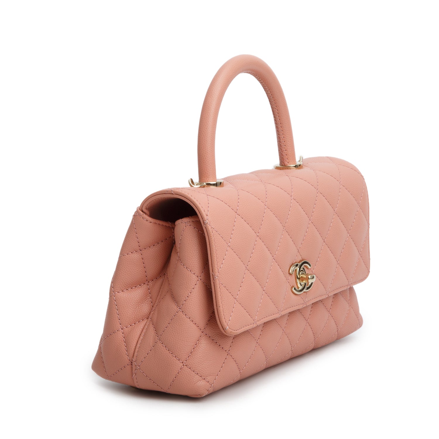 Chanel Pink Caviar Quilted Mini Coco Top Handle Flap Bag