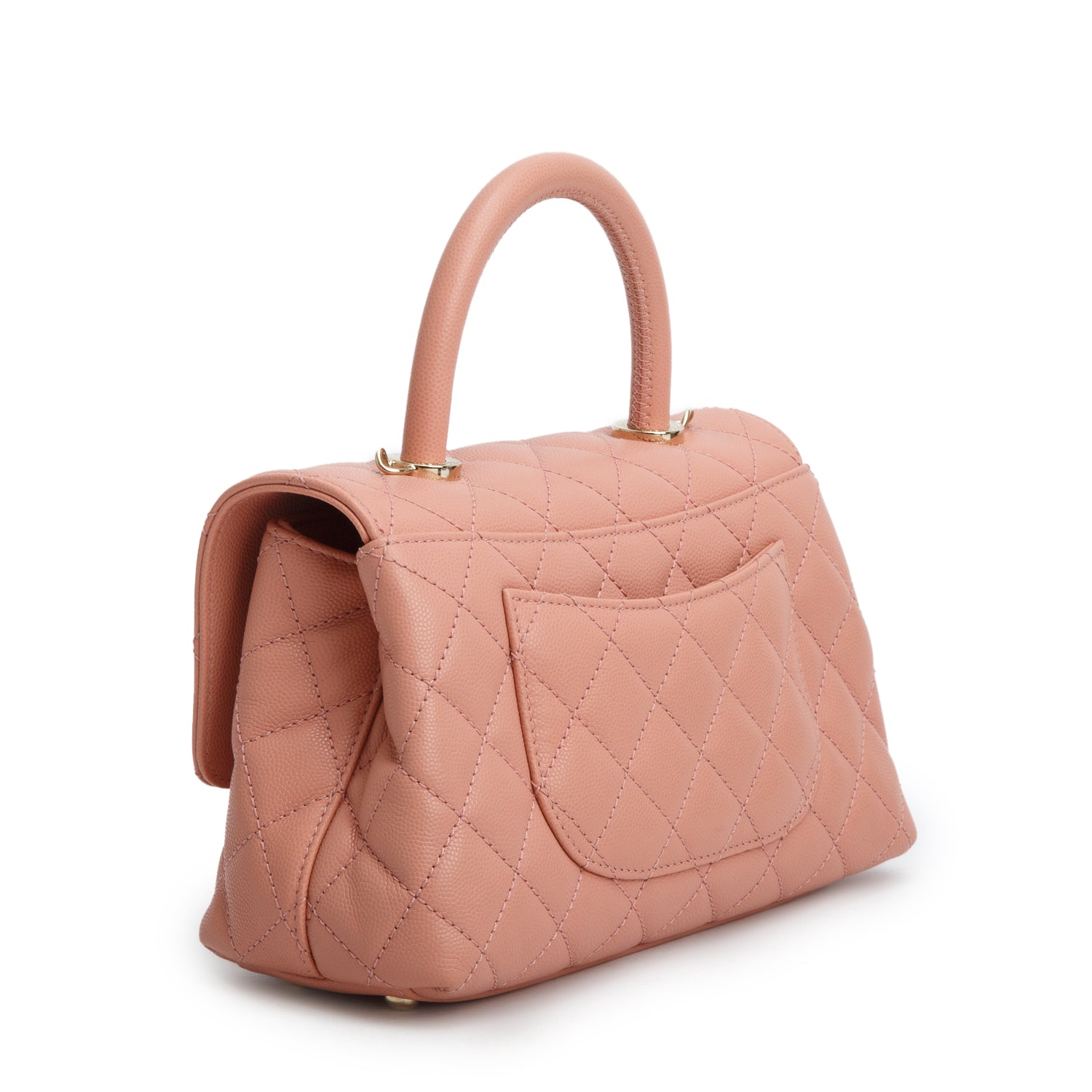 Chanel Pink Caviar Quilted Mini Coco Top Handle Flap Bag