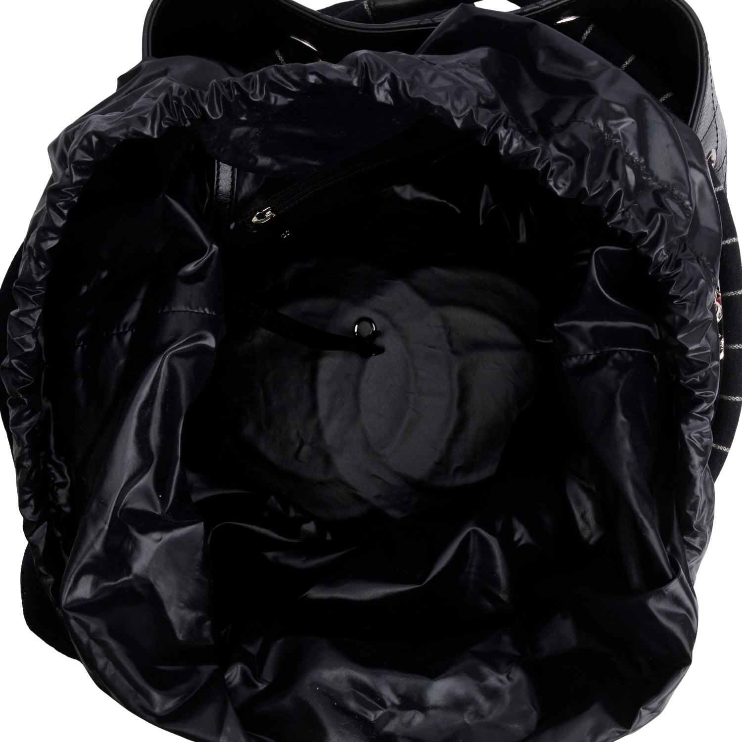 Chanel Black Wool Calfskin Embroidered Paris Hamburg Drawstring Backpack