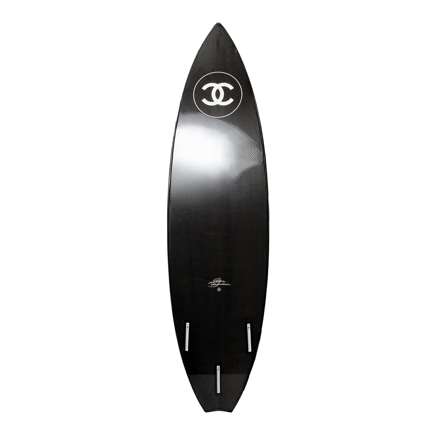 Chanel x Phillip Barland Black & White Carbon Fiber, Polyurethane and Fiberglass CC Surfboard w/ Case