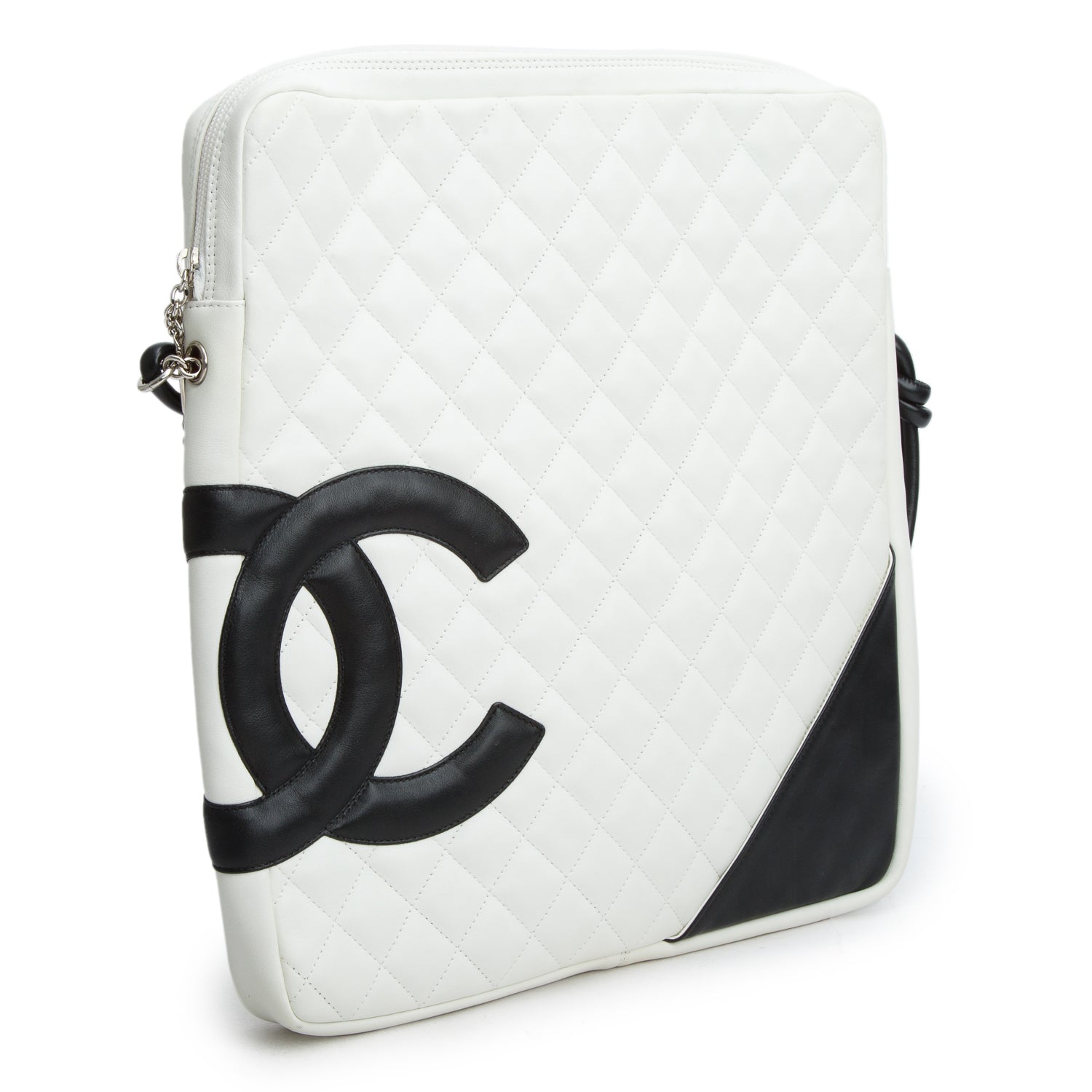 Chanel White Calfskin Quilted Large Cambon Messenger