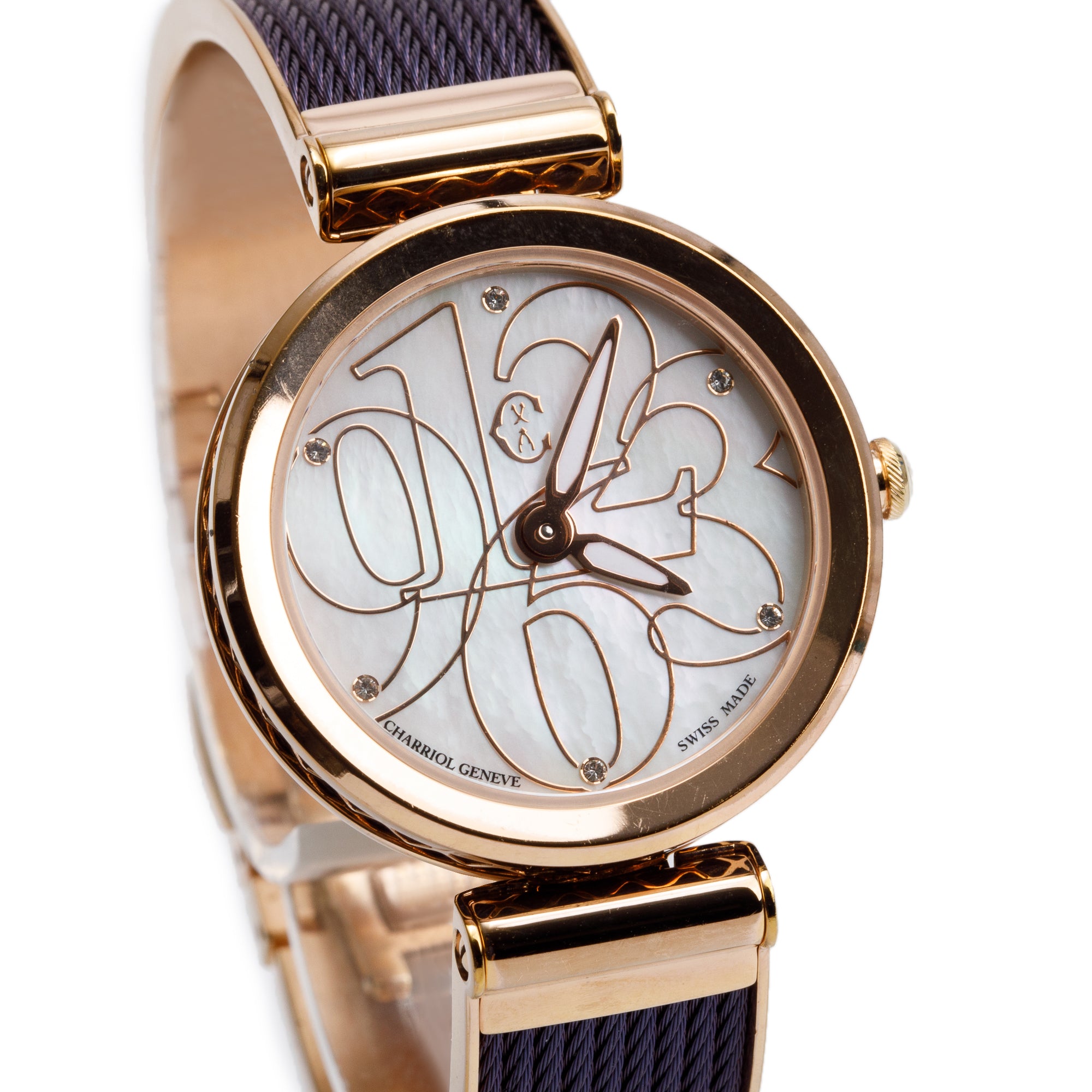 Charriol Stainless Steel & Yellow Gold Plated Mother of Pearl Dial 32 MM Forever Watch w/ Box