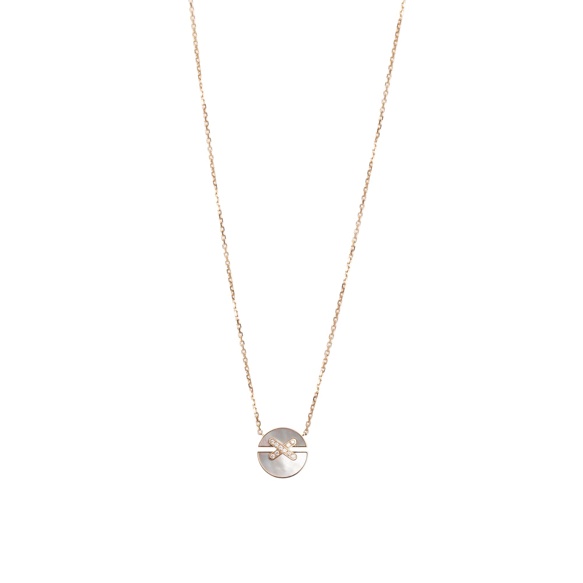 Chaumet 18k Rose Gold Diamond & Mother of Pearl Jeux de Liens Harmony Small Pendant Necklace w/ Box