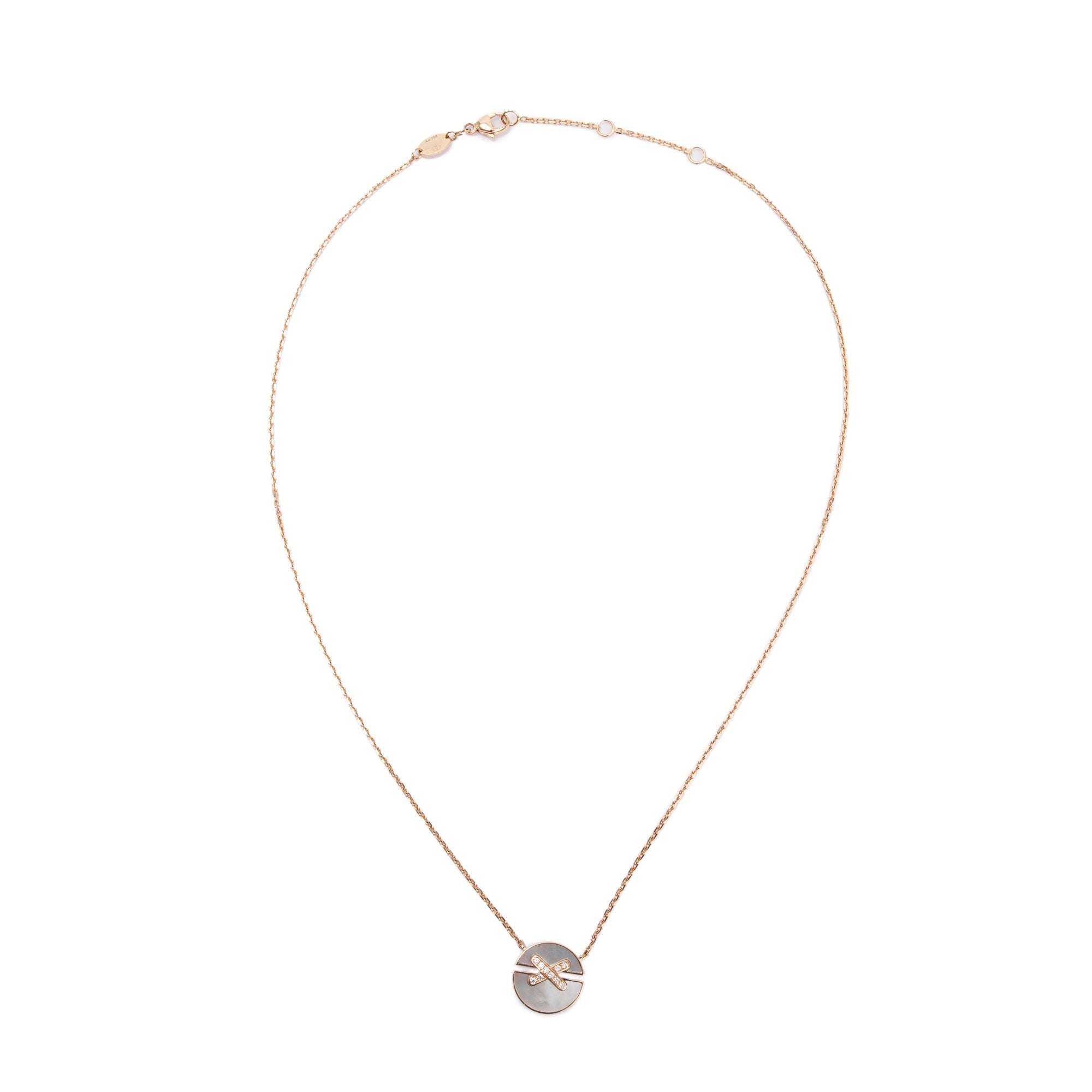 Chaumet 18k Rose Gold Diamond & Mother of Pearl Jeux de Liens Harmony Small Pendant Necklace w/ Box