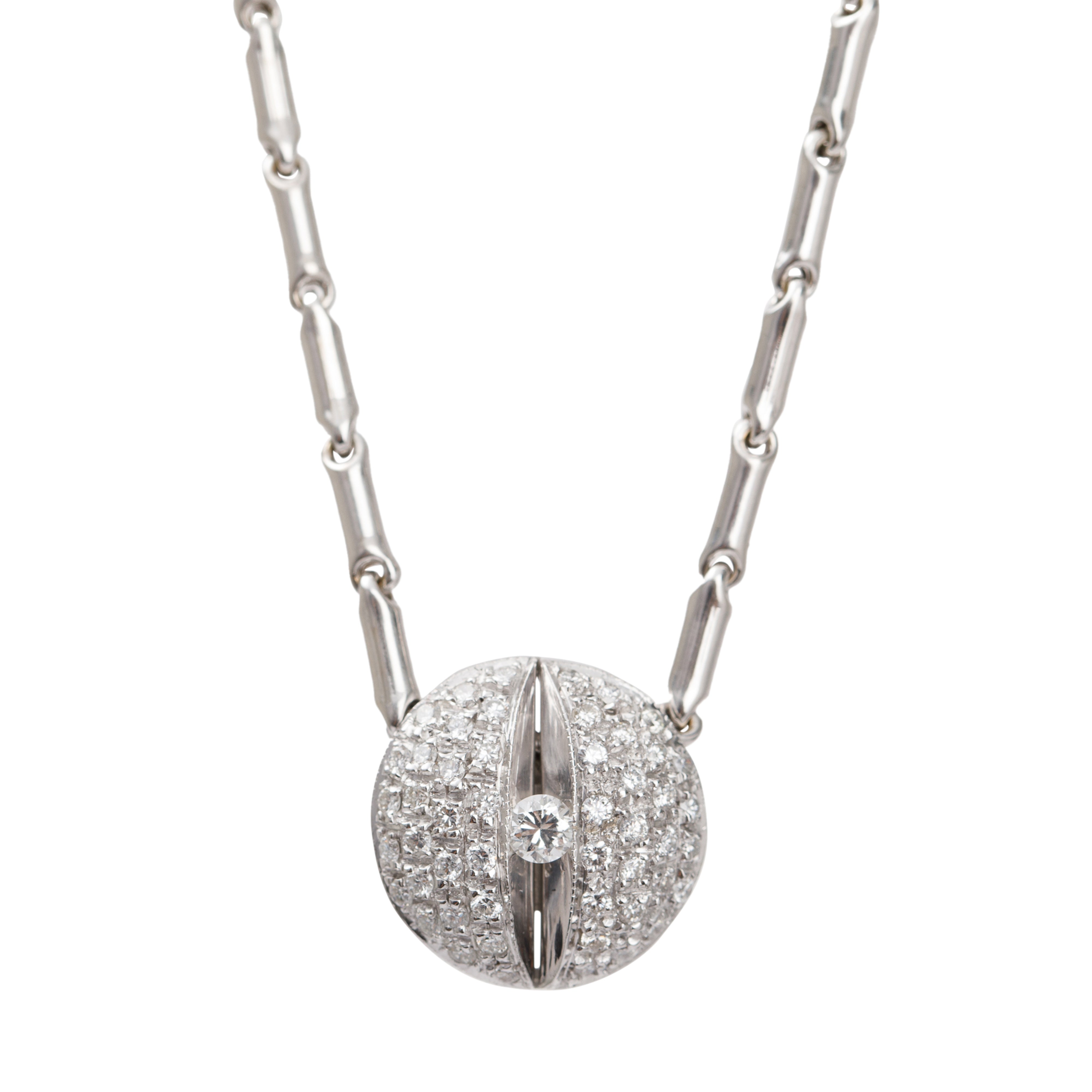 Chimento 18k White Gold Pave Diamond Slider Pendant Necklace