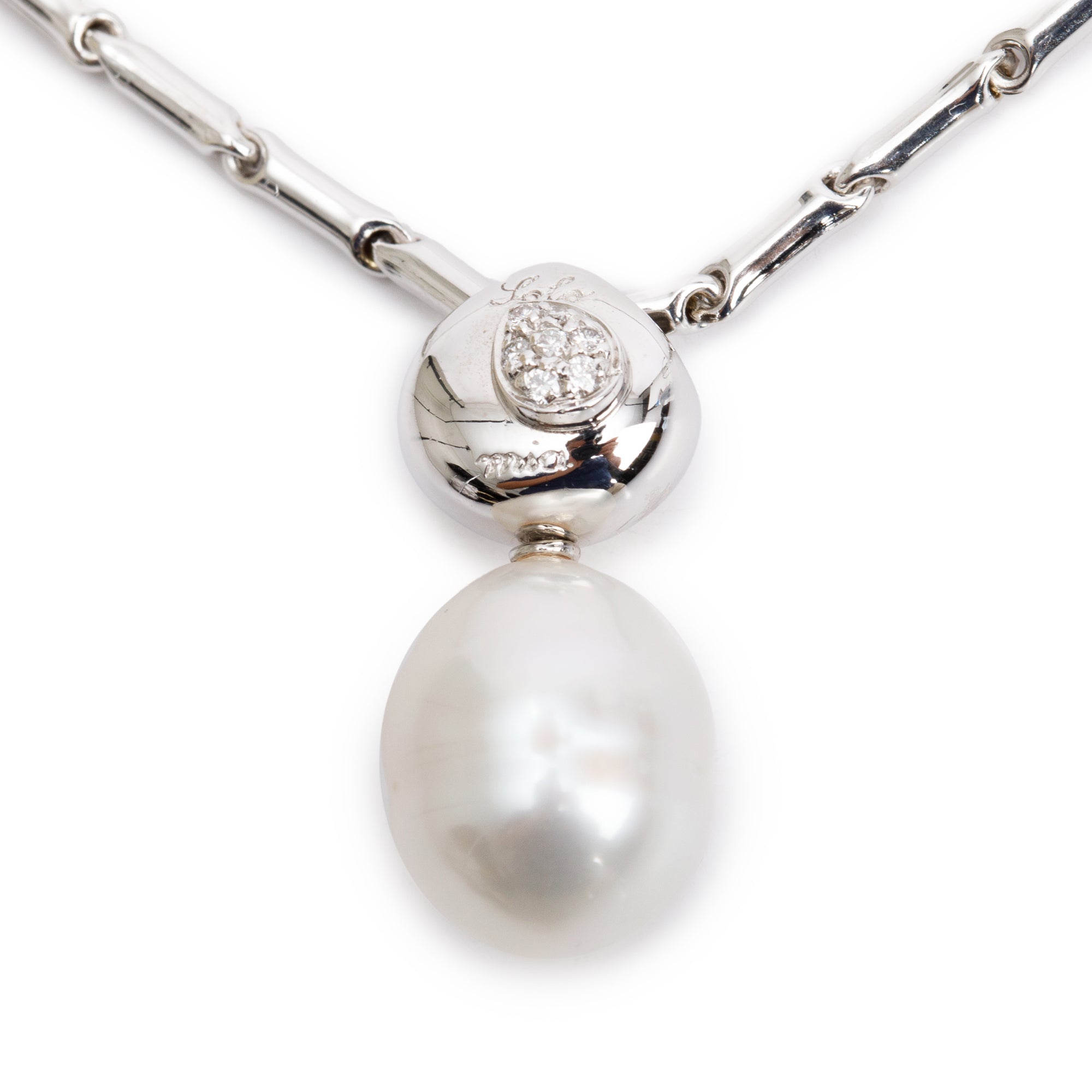 Chimento 18k White Gold Pearl & Diamond Pendant Necklace