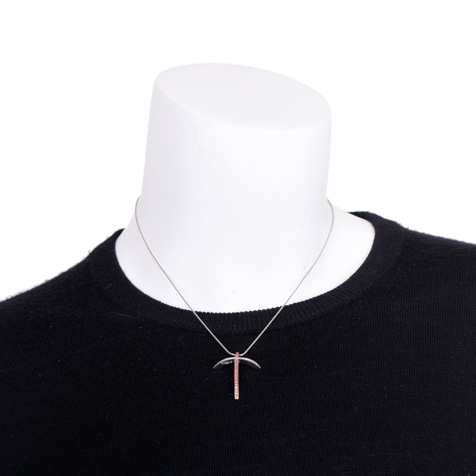 Chimento 18k White Gold Ruby & Diamond Cross Pendant Necklace