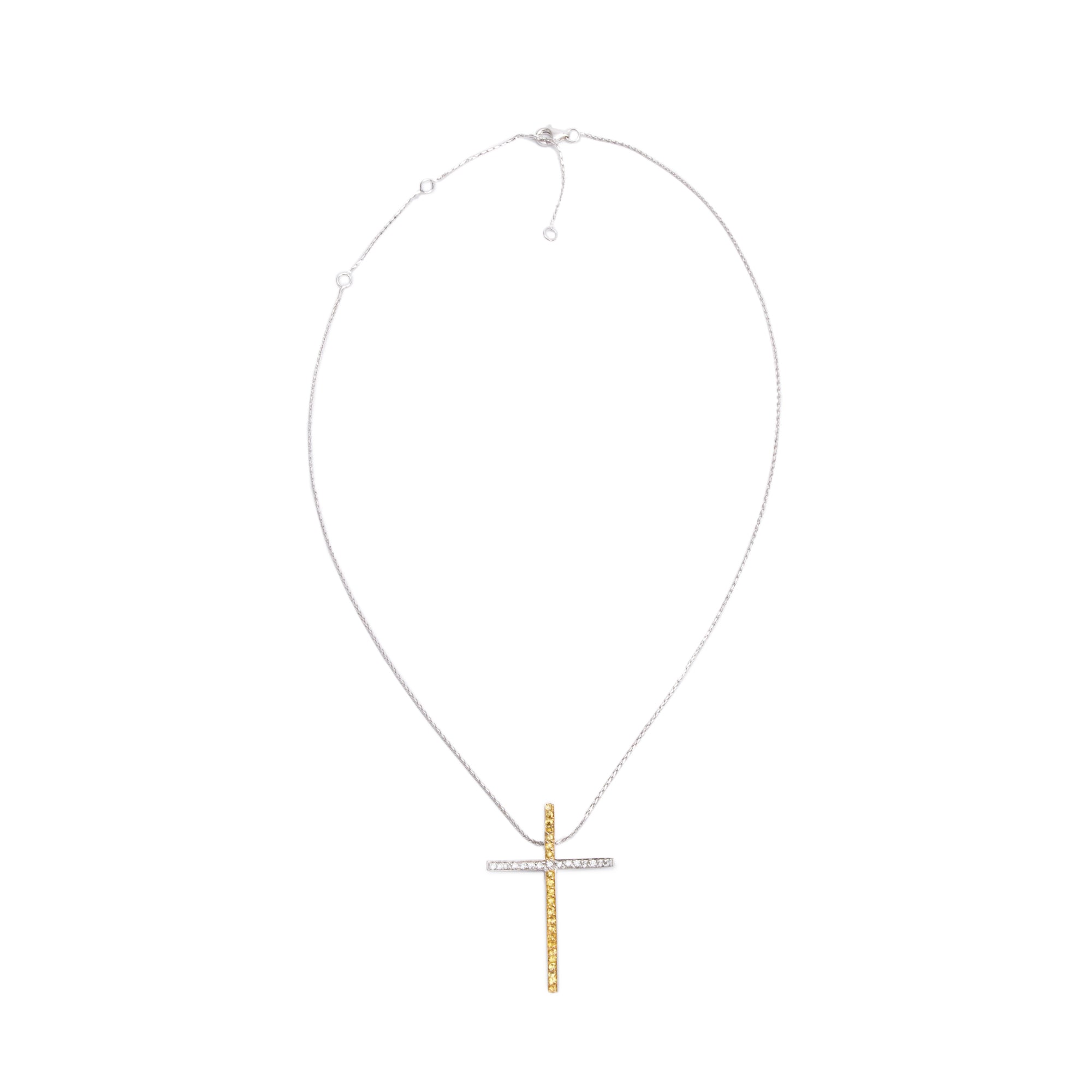 Chimento 18k White Gold Yellow Sapphire & Diamond Cross Pendant Necklace