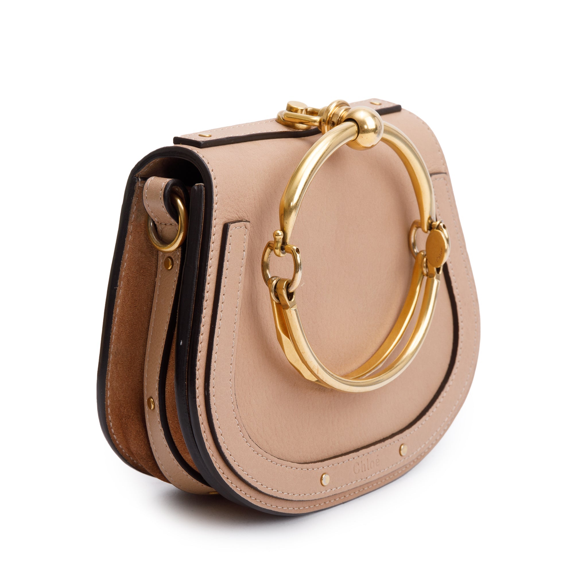 Chloe Beige Calfskin Leather Nile Bracelet Crossbody Bag