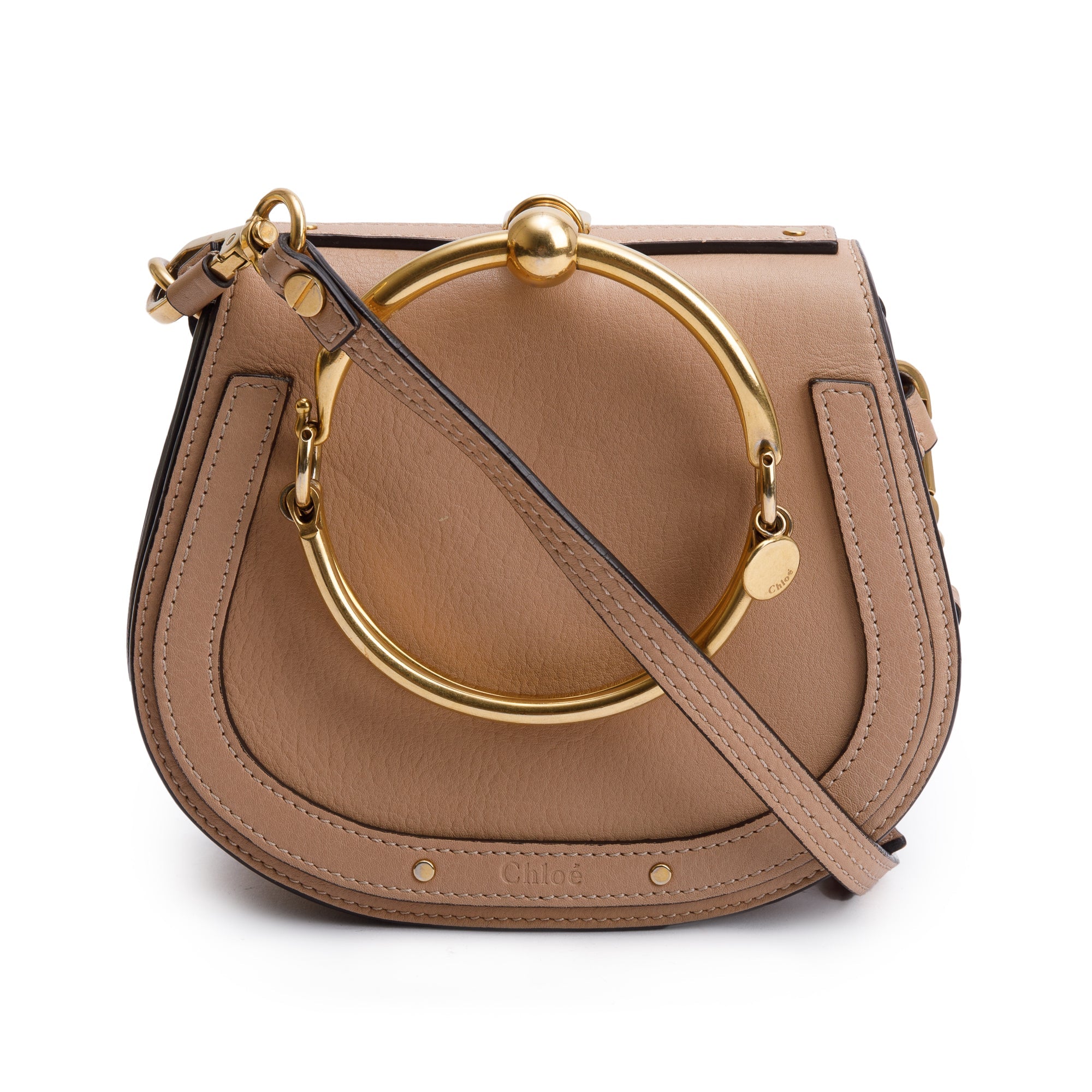 Chloe Beige Calfskin Leather Nile Bracelet Crossbody Bag