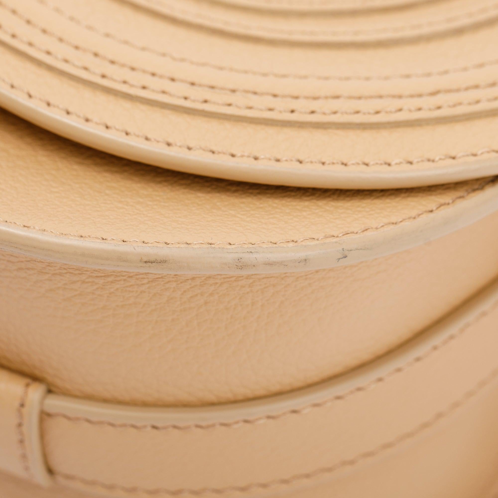 Chloe Beige Calfskin Leather Small Marcie Crossbody Bag