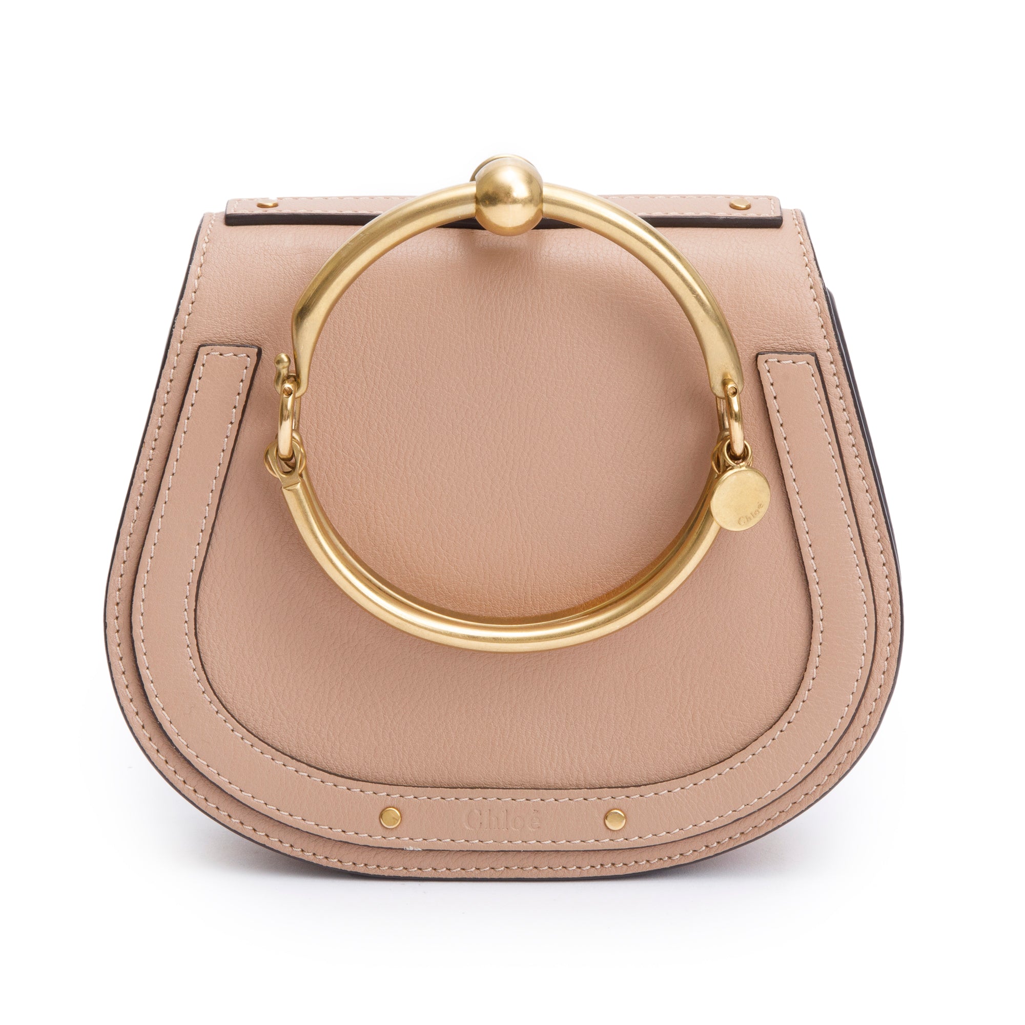 Chloe Beige Calfskin Leather Small Nile Bracelet Crossbody Bag
