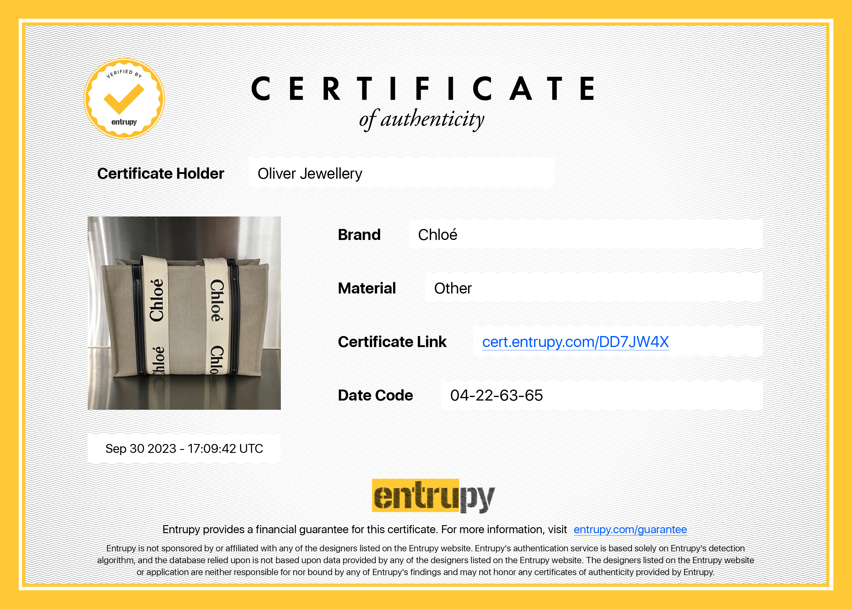 Chloe Beige/Blue Cotton Calfskin Canvas Medium Woody Shopping Tote