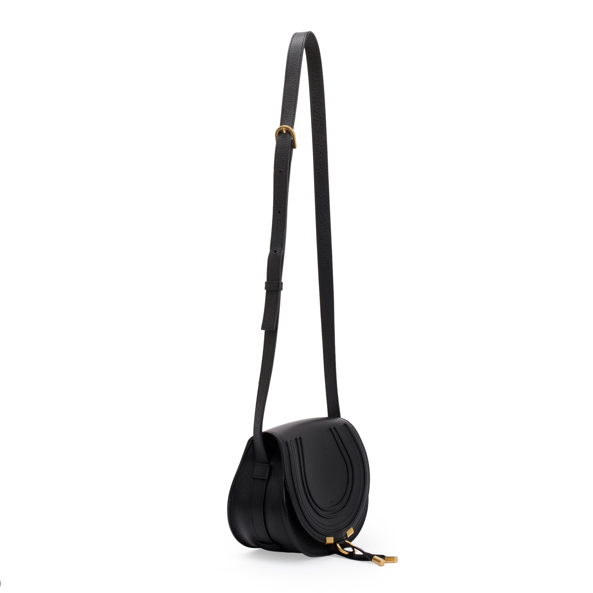 Chloe Black Calfskin Leather Small Marcie Crossbody Bag