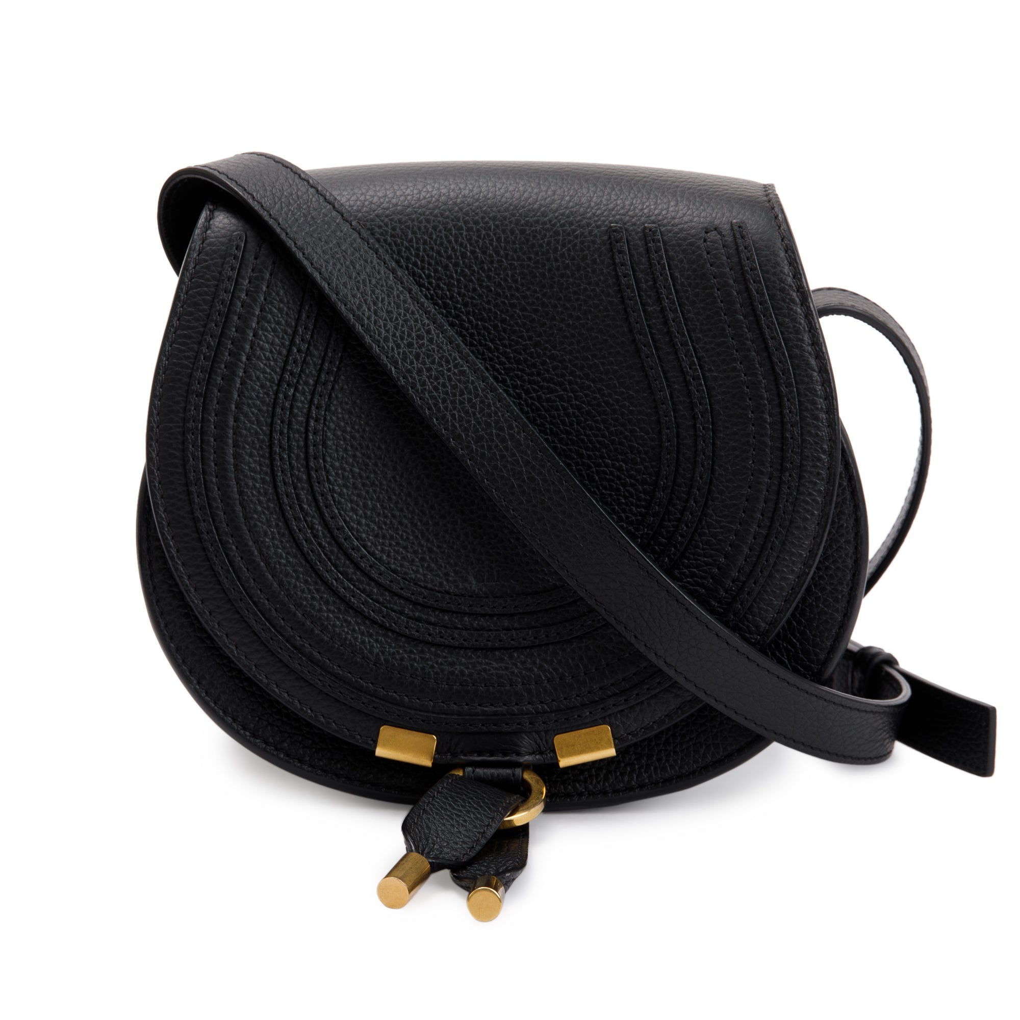 Chloe Black Calfskin Leather Small Marcie Crossbody Bag