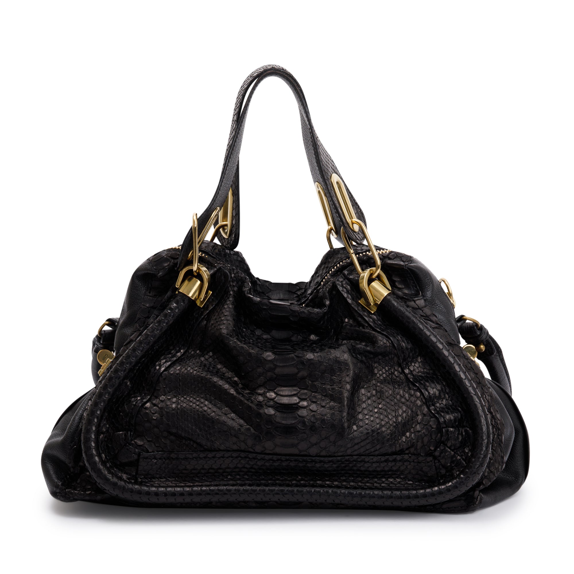 Chloe Black Python Medium Paraty Bag