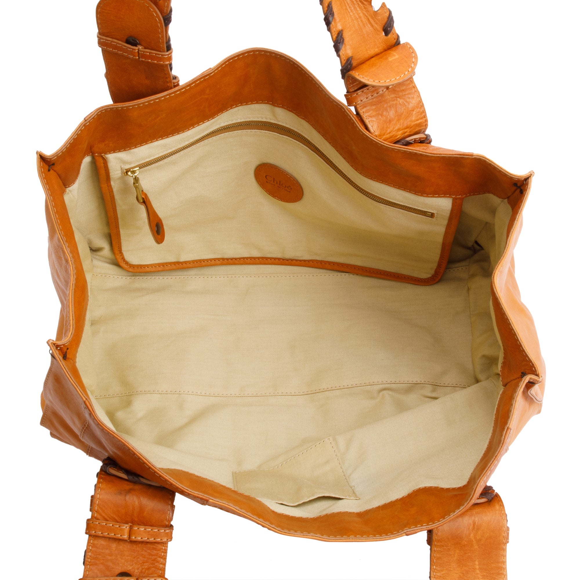 Chloe Brown Calfskin Leather Vintage Medium Tote
