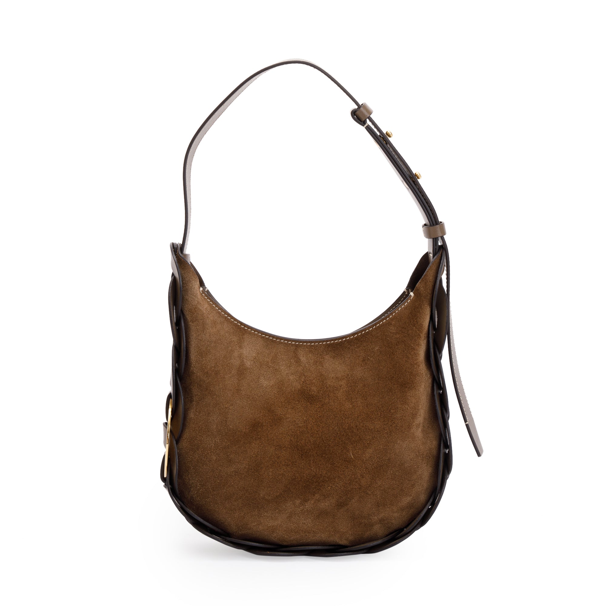 Chloe Brown Suede & Calfskin Leather Small Darryl Crossbody Bag