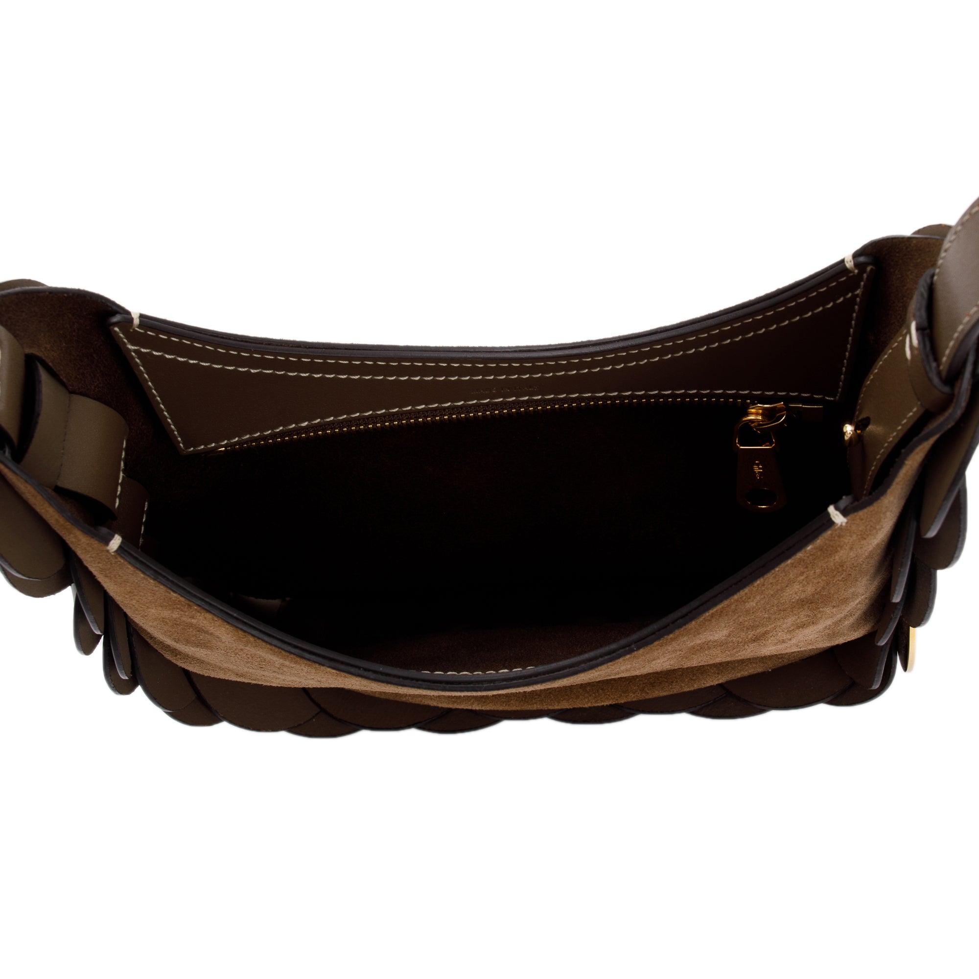 Chloe Brown Suede & Calfskin Leather Small Darryl Crossbody Bag