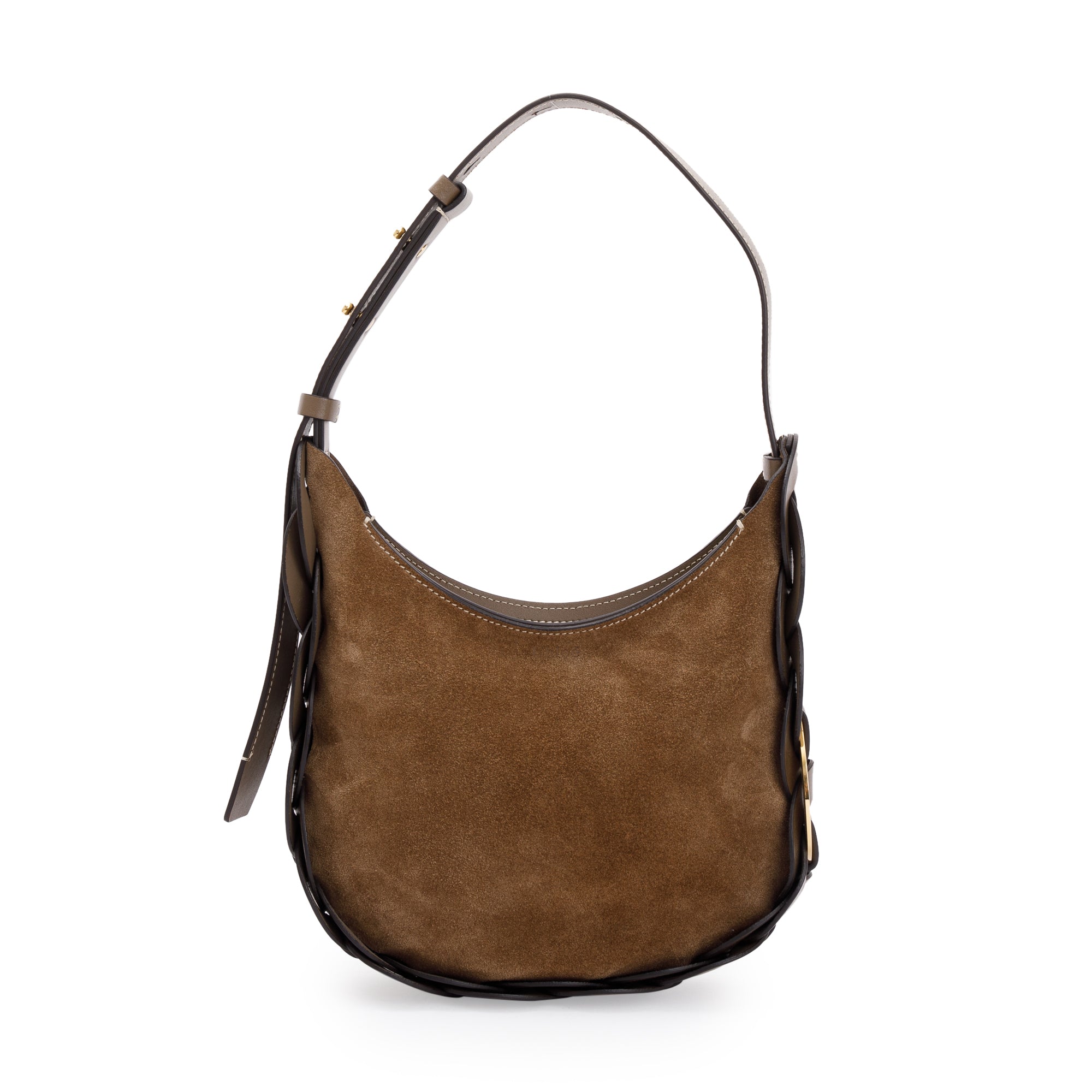 Chloe Brown Suede & Calfskin Leather Small Darryl Crossbody Bag