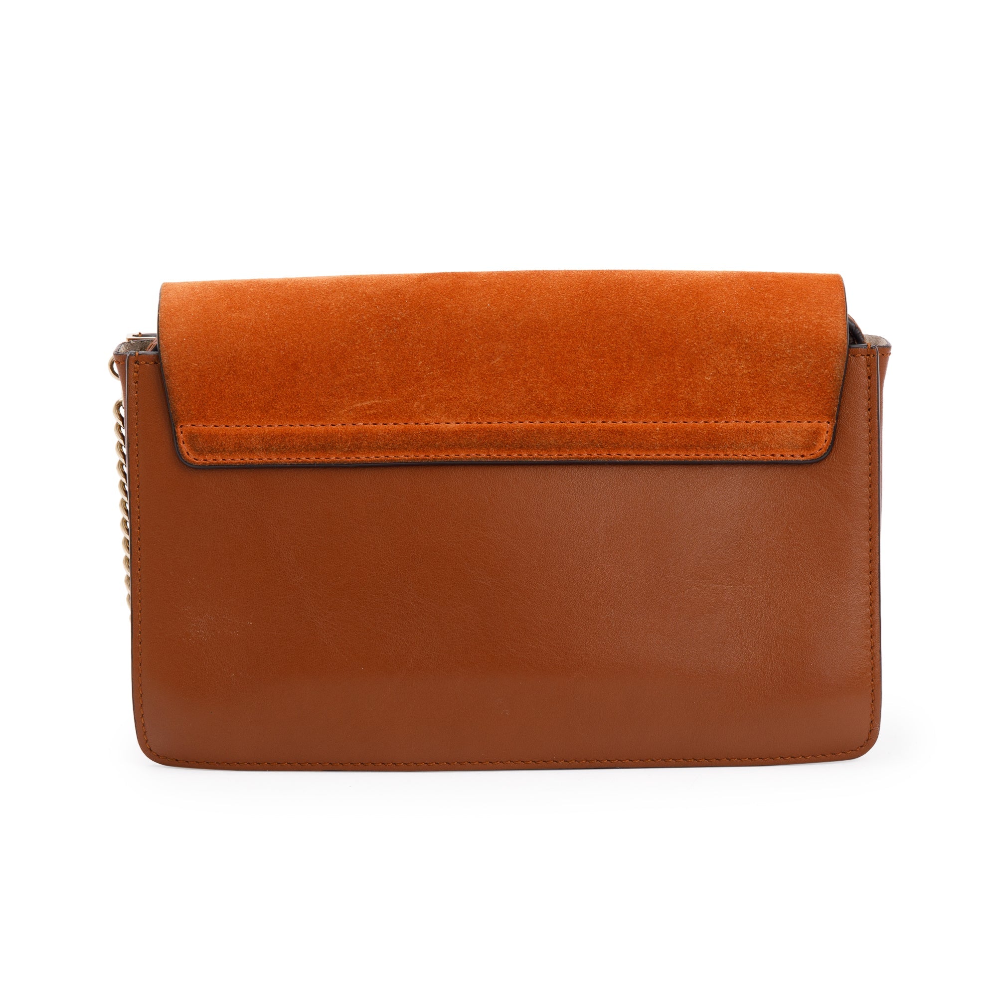 Chloe Brown Suede & Calfskin Leather Small Faye Shoulder Bag