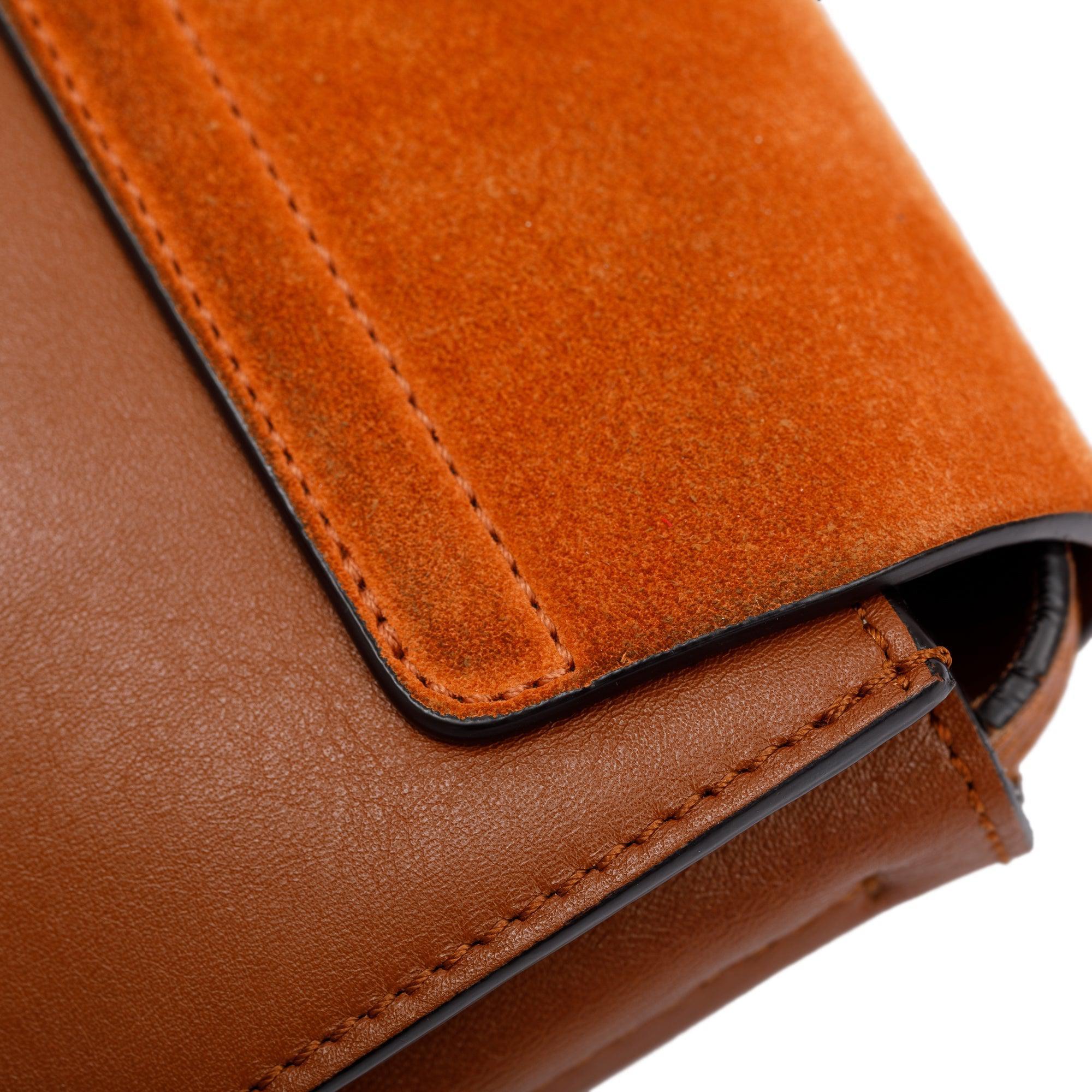 Chloe Brown Suede & Calfskin Leather Small Faye Shoulder Bag