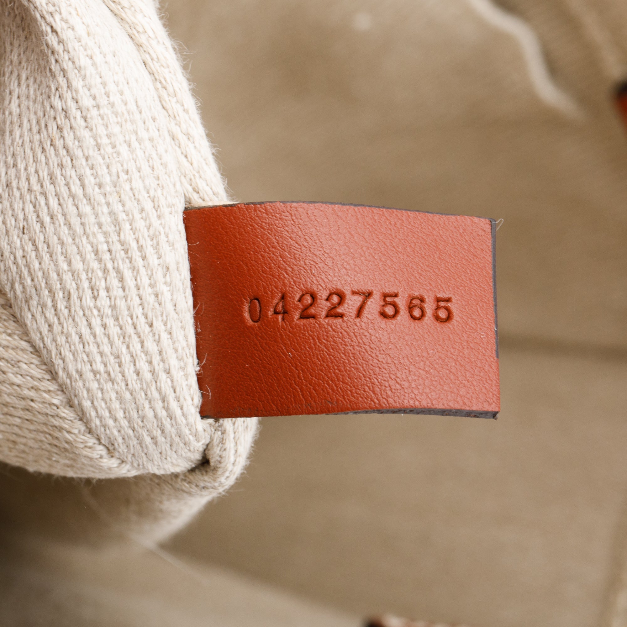 Chloe Brown/White Linen Calfskin Small Woody Ribbon Tote w/ Strap