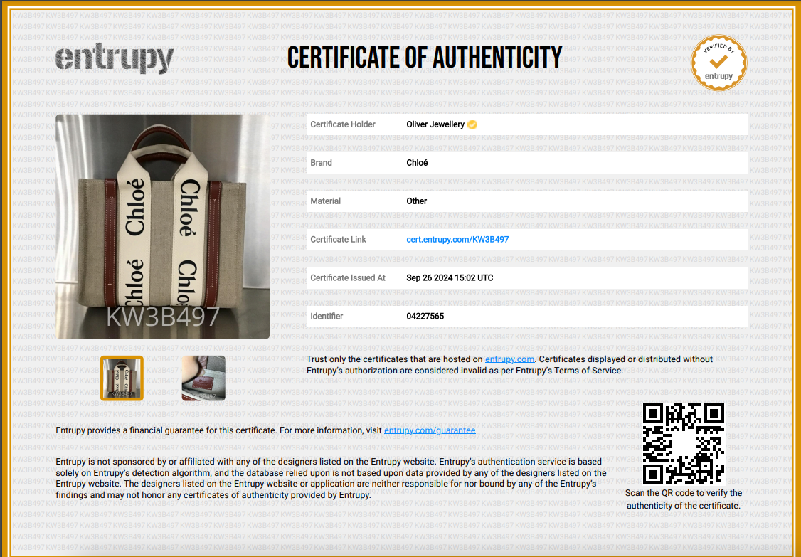 Chloe Brown/White Linen Calfskin Small Woody Ribbon Tote w/ Strap