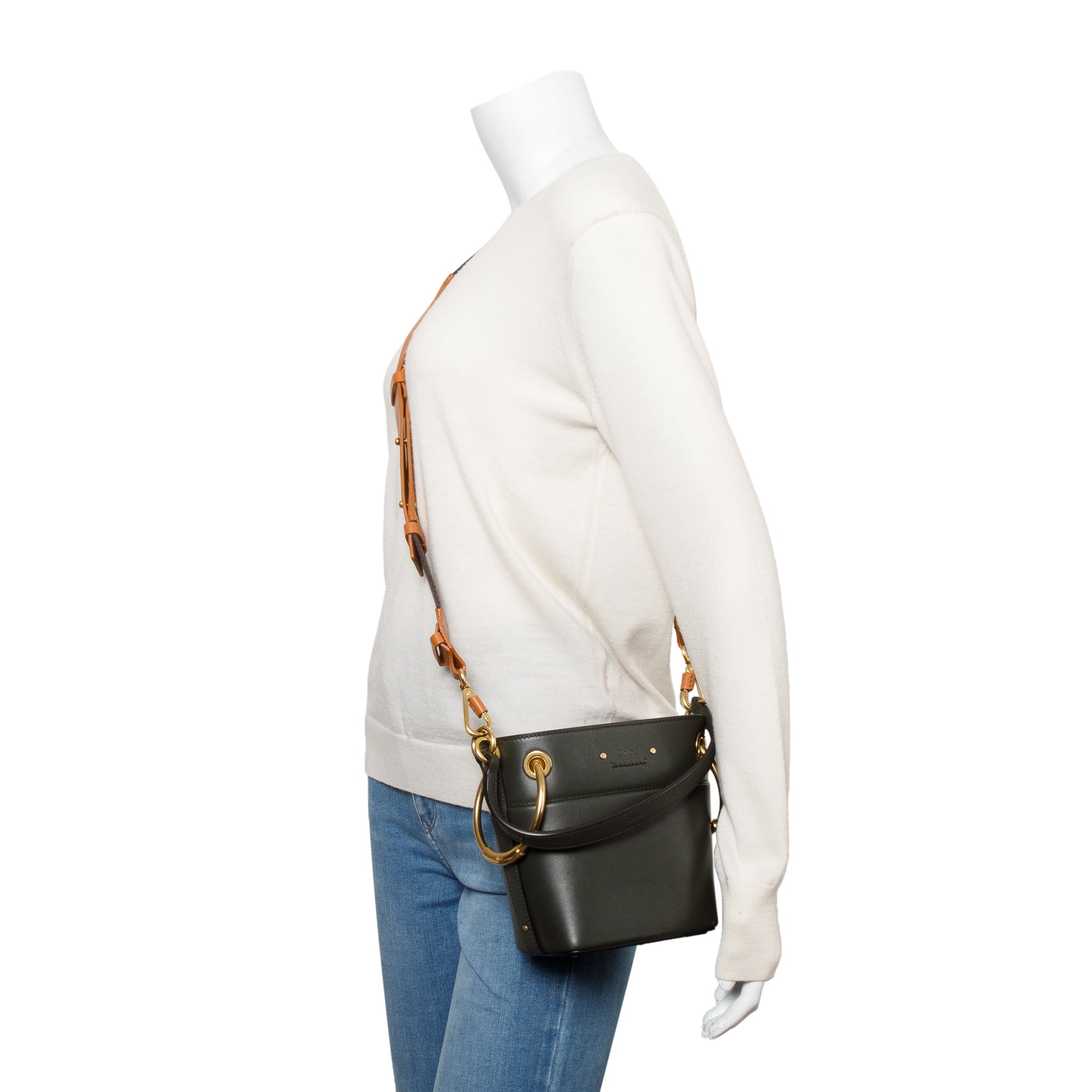 Chloe Forest Green Calfskin Leather Mini Roy w/ Strap